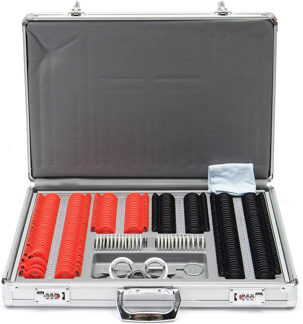 266 Pcs Optical Lens Optometry Rim Case Kit Set w/Optometry Test Trial Frame