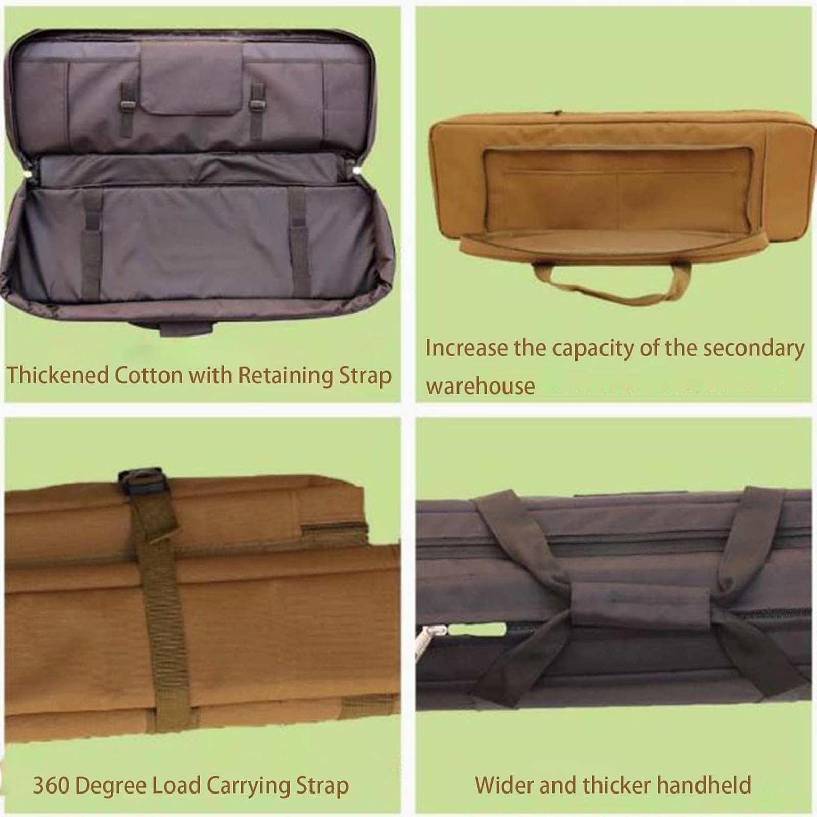 Lange Jagdtasche,Gewehrtasche 2 Langwaffen mit Justierbarem Schultergurt zur Sicheren Fixierung Transport Ihrer Langwaffe,Kurzwaffe,Munition,Magazine