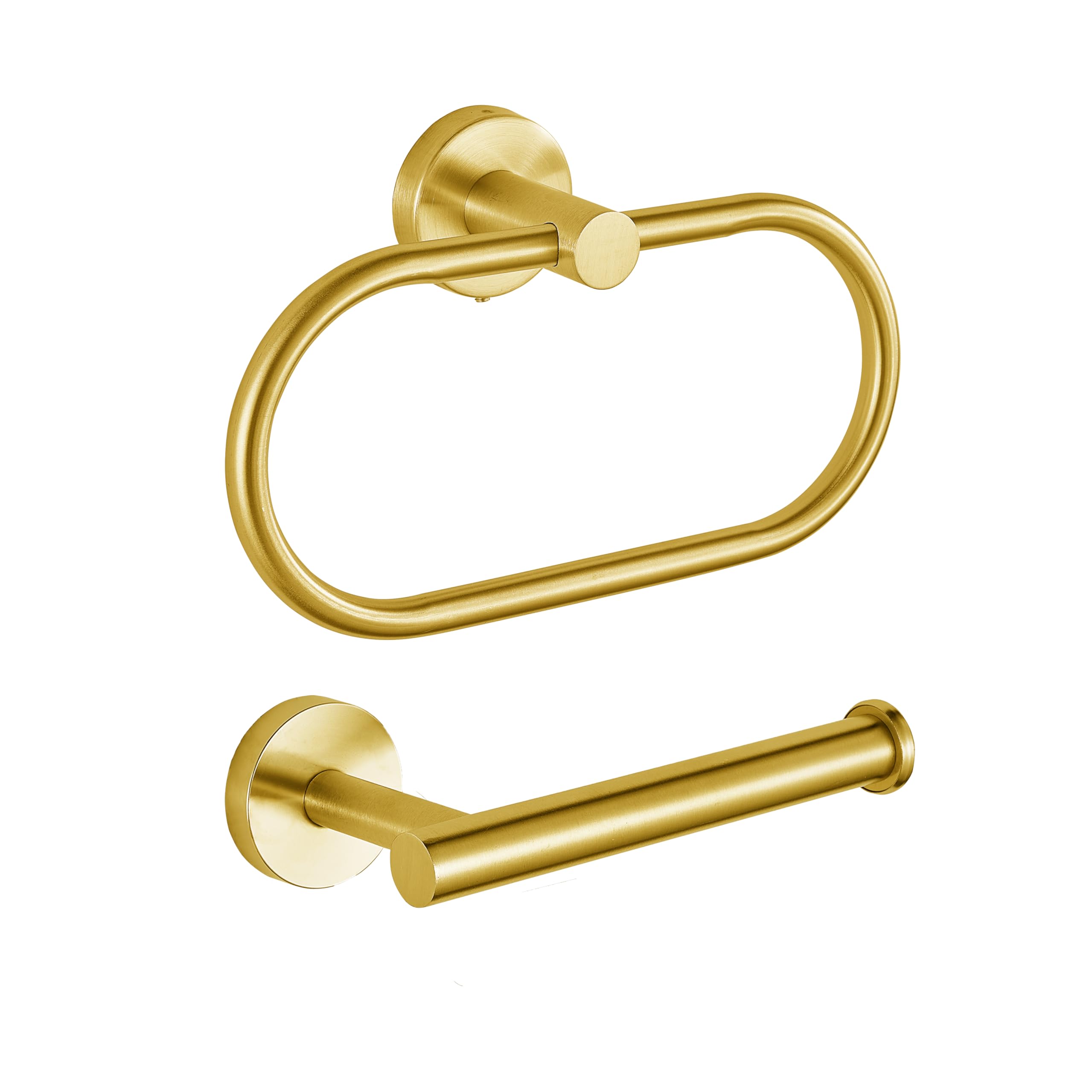 Anneau Porte-Papier/Serviette, Eolax Doré Accessoires de Salle de Bains, Porte-Rouleau Perforé et Porte-Serviette en Aen Acier Inoxydable, Fixation Murale, 2 Pièces