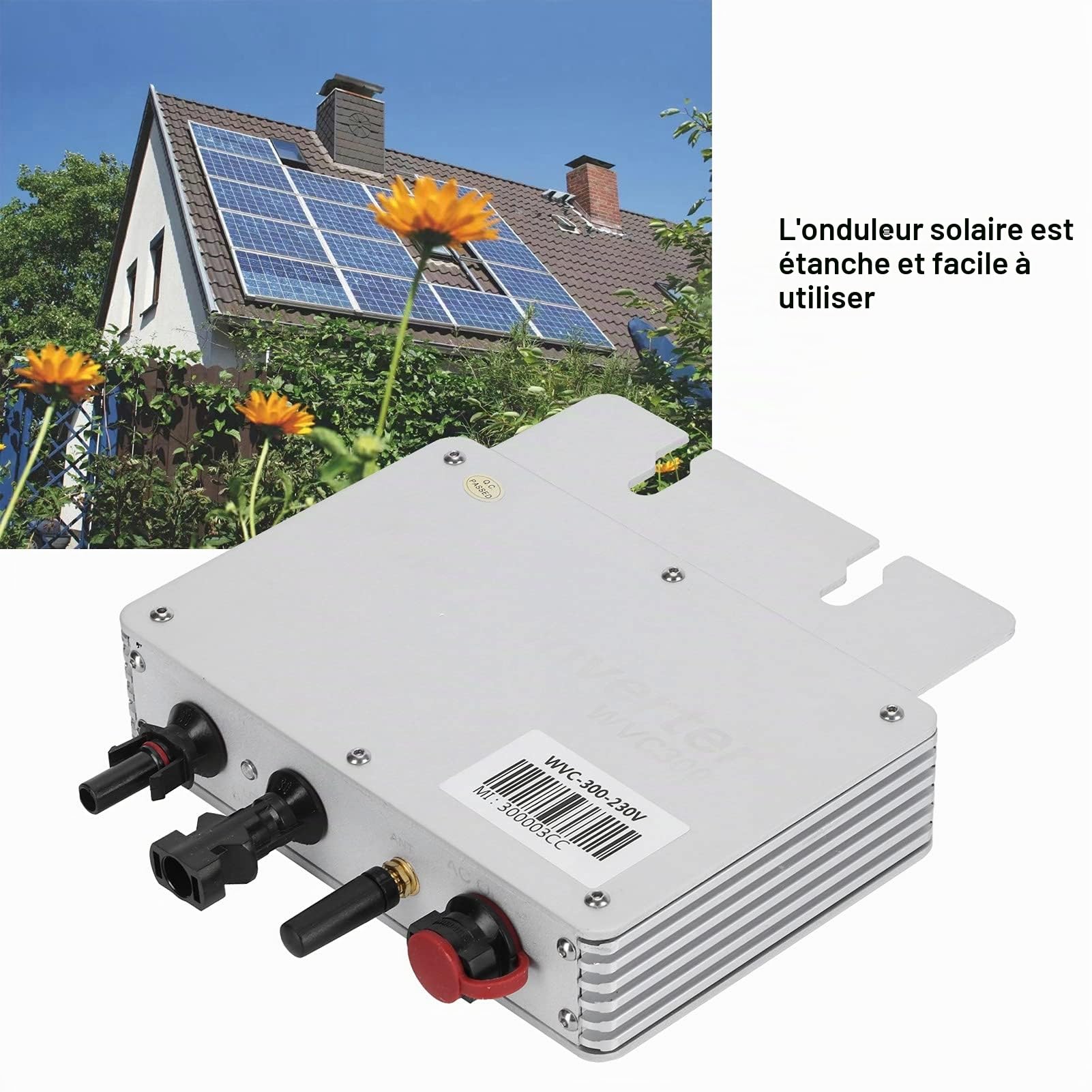 Onduleur WVC-300 Système de Génération D'énergie Photovoltaïque Solaire à Onde Sinusoïdale en Alliage D'aluminium + Composants électroniques(230 V)