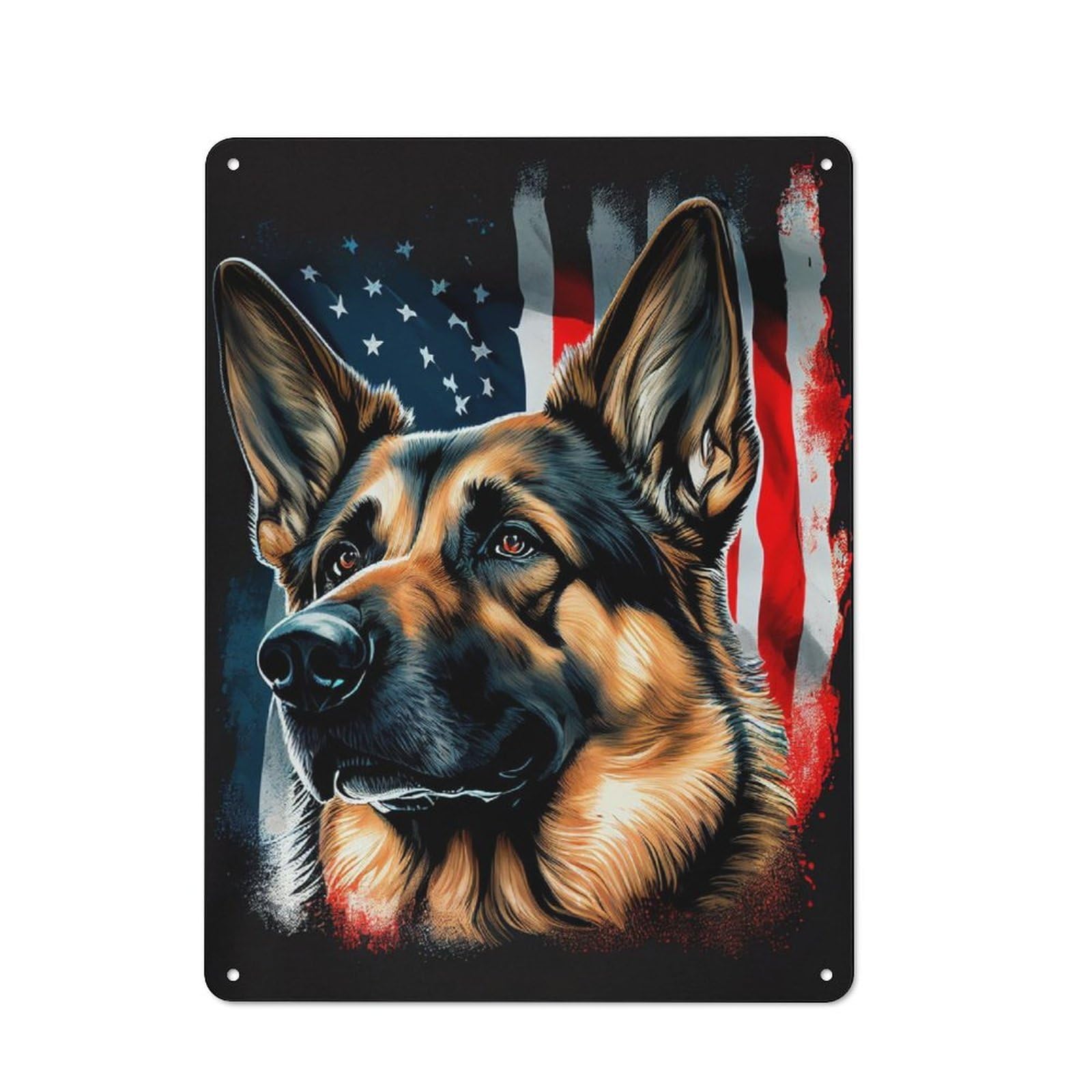 Junmoney German Shepherdusa Flag Vintage-Inspired Tin Sign 40X30cm For Café Or Restaurant, For Cooler-Month Interiors With Vintage Character