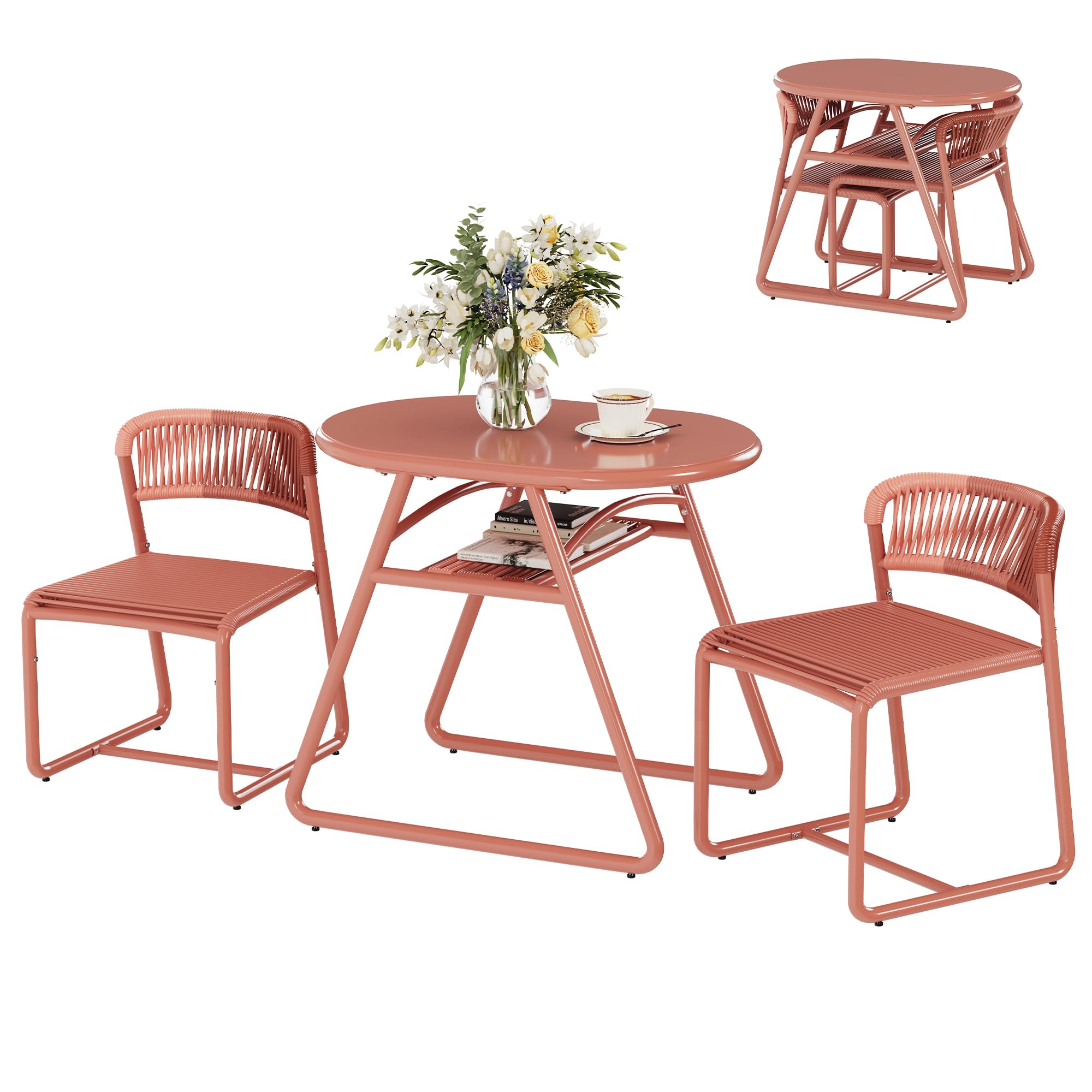 Set de Bistrot de Jardin 3 Pièces, Design Compact Cafés, Bars