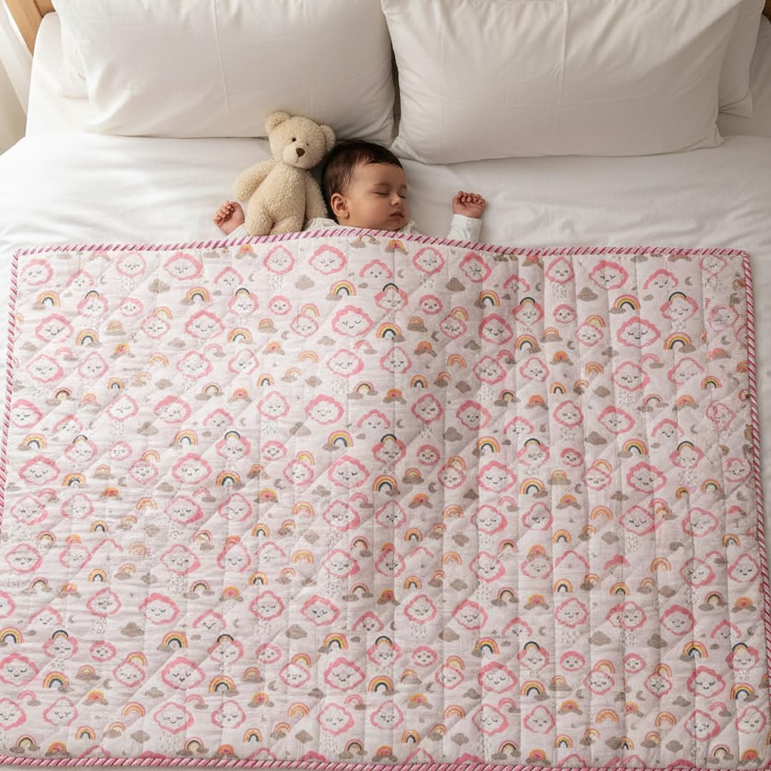 HOMEMONDE Kids Blanket - Soft Cotton Reversible Bear -13