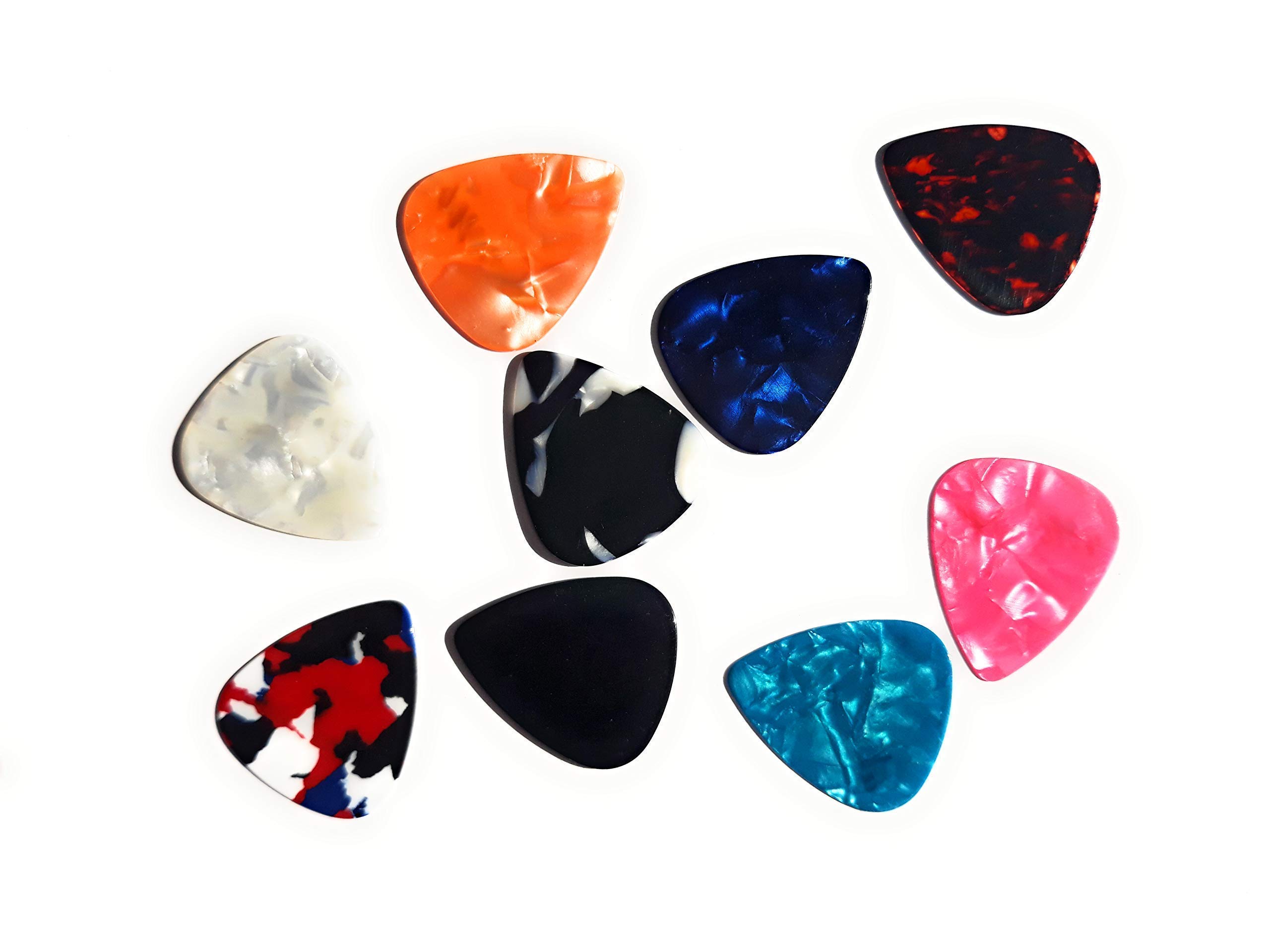 MoZingo - Juego de 9 púas de celuloide para guitarra acústica eléctrica, bajo, ukelele, banjo, accesorio para tocar el banjo, variedad (3) .046, (3) .071, (3) .096, tamaño 351