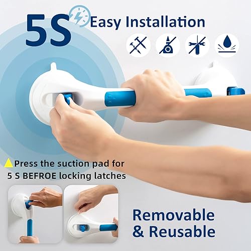 Miniatura 3 de Barras de agarre para ducha, mango de ducha con ventosa, barra de agarre extraíble para tinas y duchas