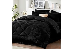 Newspin California King Bed in A Bag 8 Pieces Black Comforter King Bedding Set