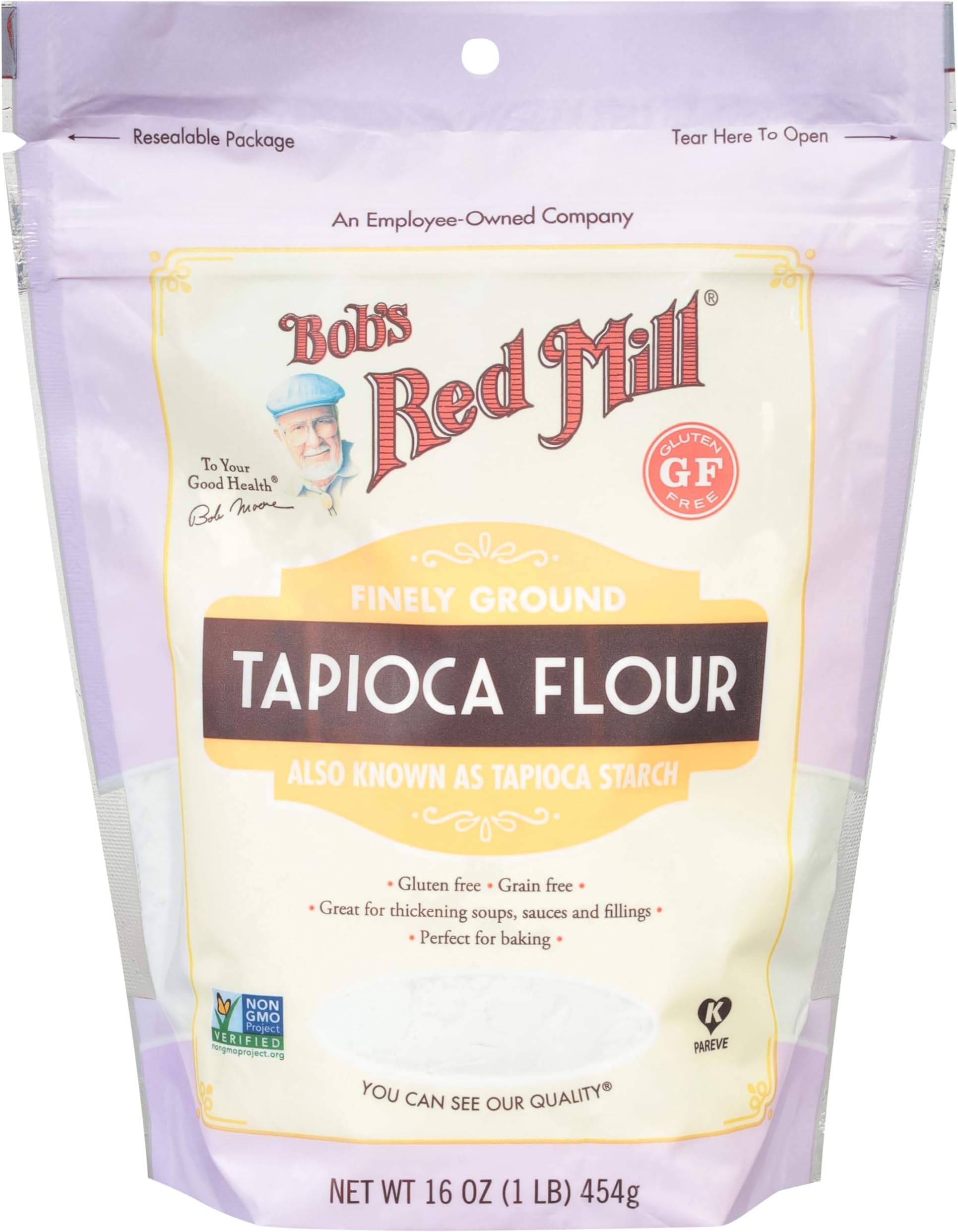 Gluten Free, Finely Ground Tapioca Flour, Also Known As Tapioca Starch, 454g Pouch