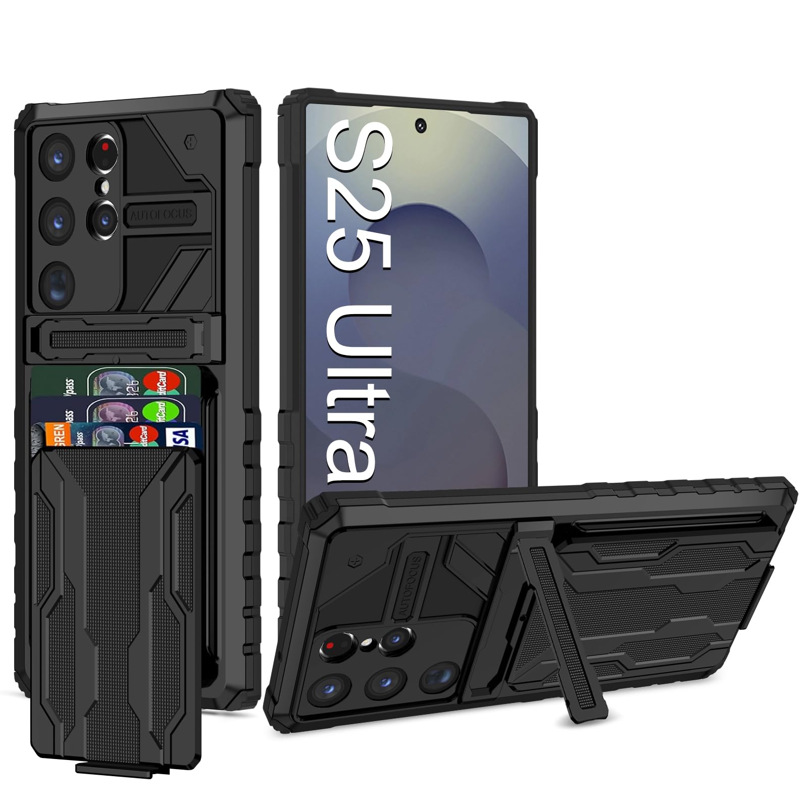 Woxidzyx for Samsung Galaxy S25 Ultra Case with Card Holder, Galaxy S25 Ultra Case with Kickstand, Military Grade Drop Sho...