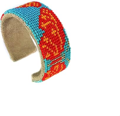 Native American Style beaded cuff bracelet,Tribal Geometric Bracelet,Seed Bead Bracelet,Huichol Bracelet Handmade