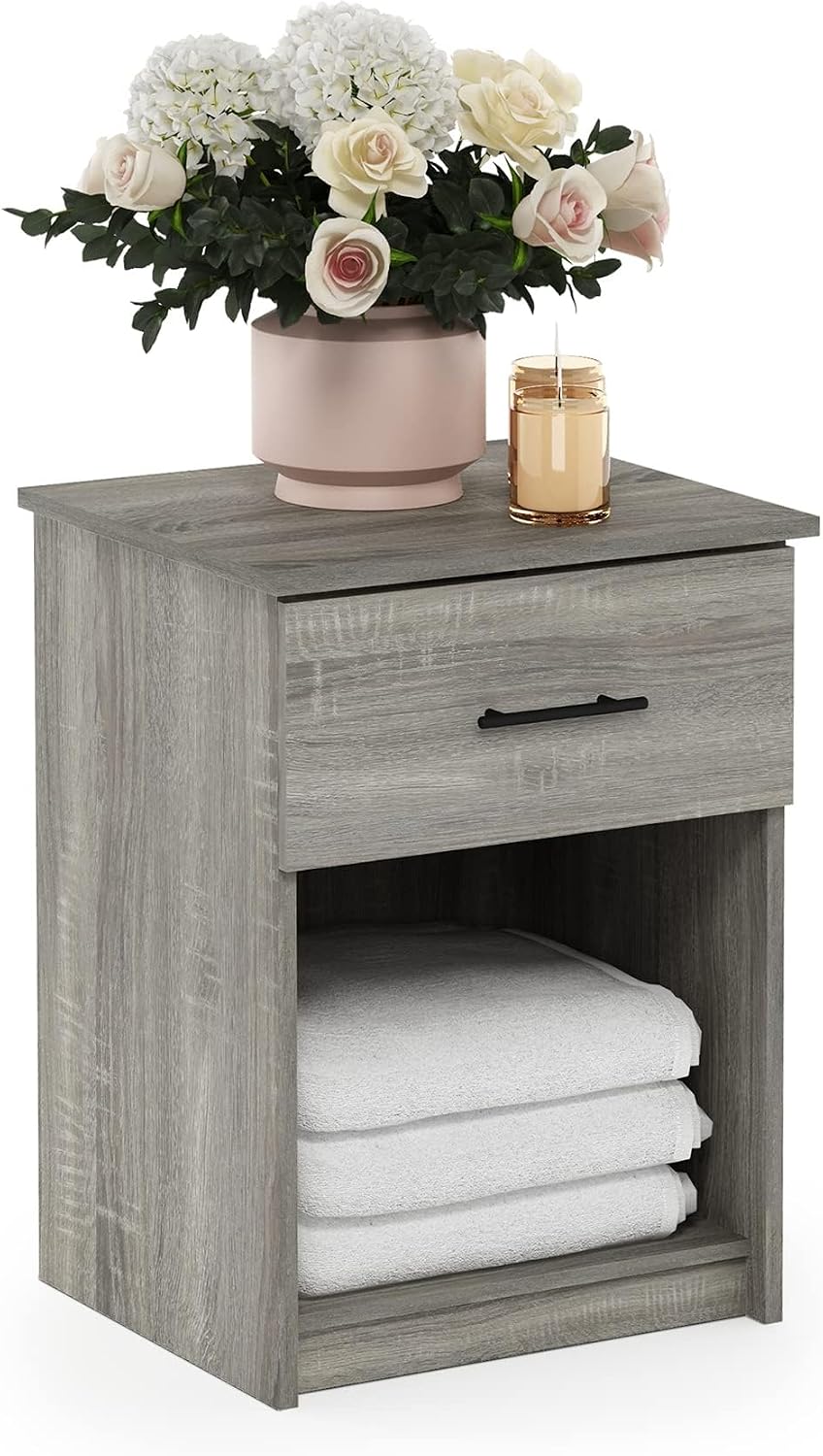 Furinno Tidur Nightstand, French Oak Grey