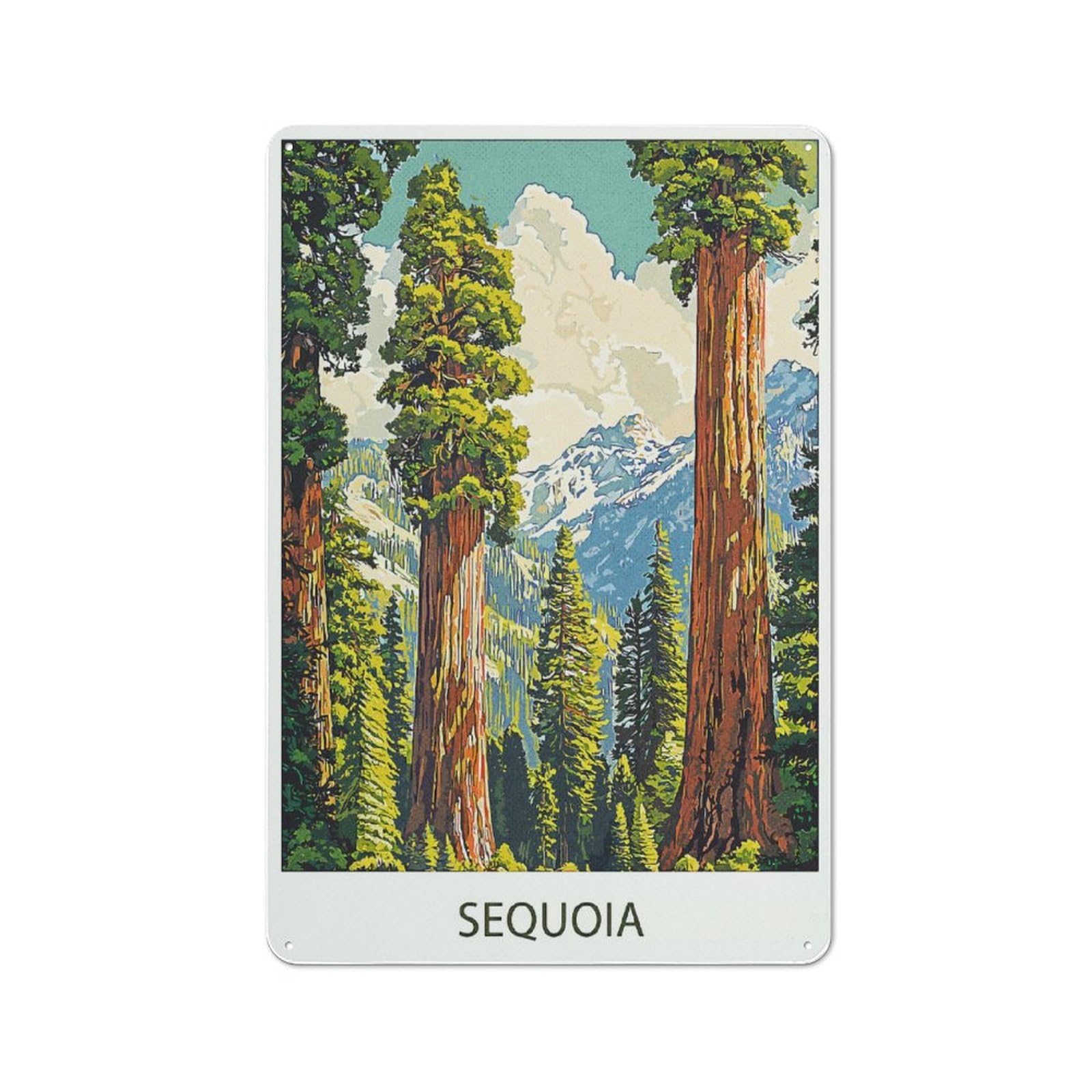 Junmoney Style-22 Sequoia National Park (2) Retro Metal Wall Sign 30X20cm For Guest Room Or Hallway, A Housewarming Gift For Home Decor Collectors