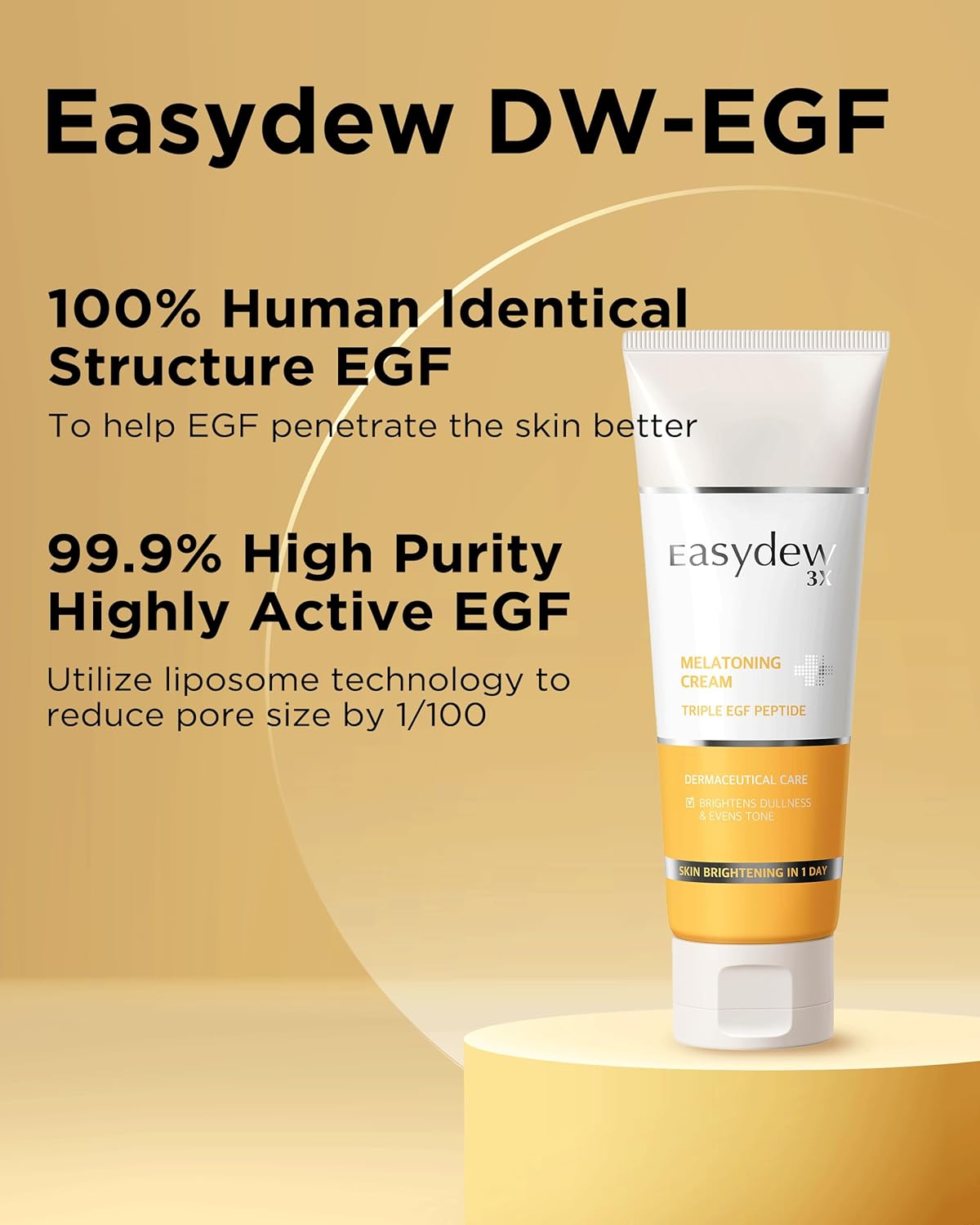 EASYDEW DW-EGF Peptide Melatoning Cream for Radiant Skin and Restores Sun Damaged Skin with Glutathione - Evens Skin Tone, Moisture Glow Skin, 3.6 oz. - Image 5