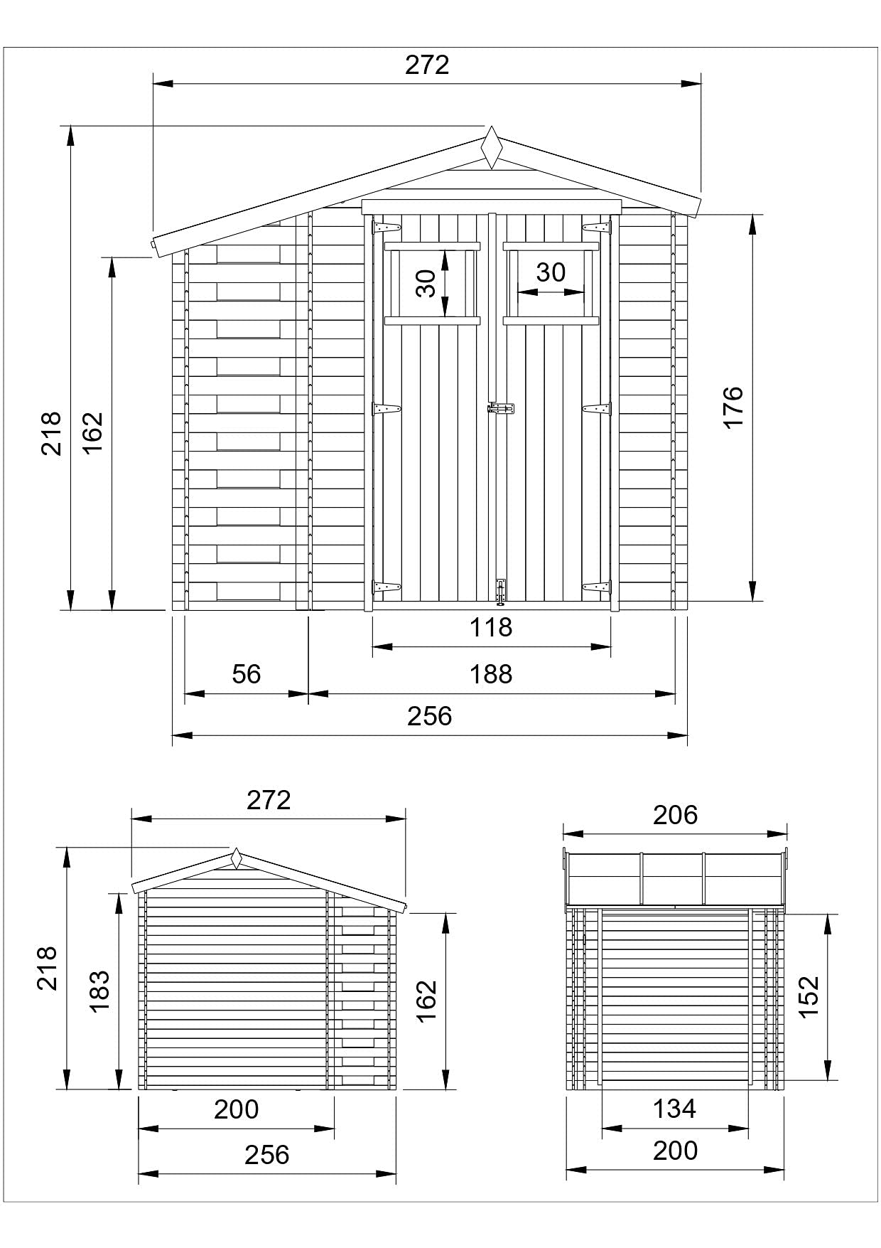 TIMBELA Drewniany domek ogrodowy z szopą na drewno M386+M386G – szopa ogrodowa z podłogą impregnowaną szer. 272 x dł .206 x wys. 218 cm / 3,53 + 0,97 m2 szopa do przechowywania, na rower, wodoodporny dach