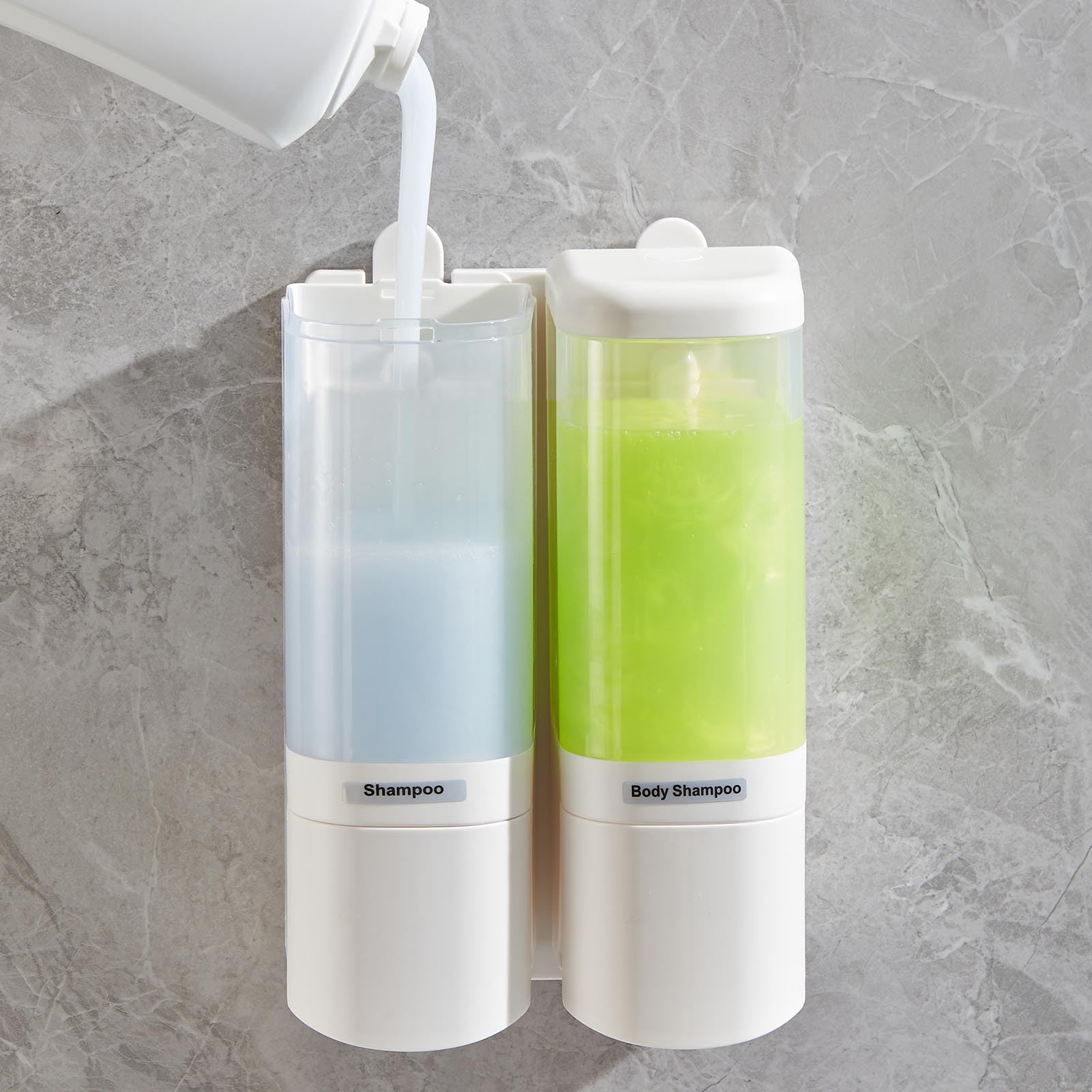 Dispenser di Sapone Liquido Doppio 480 Ml X2 Montaggio a Parete a