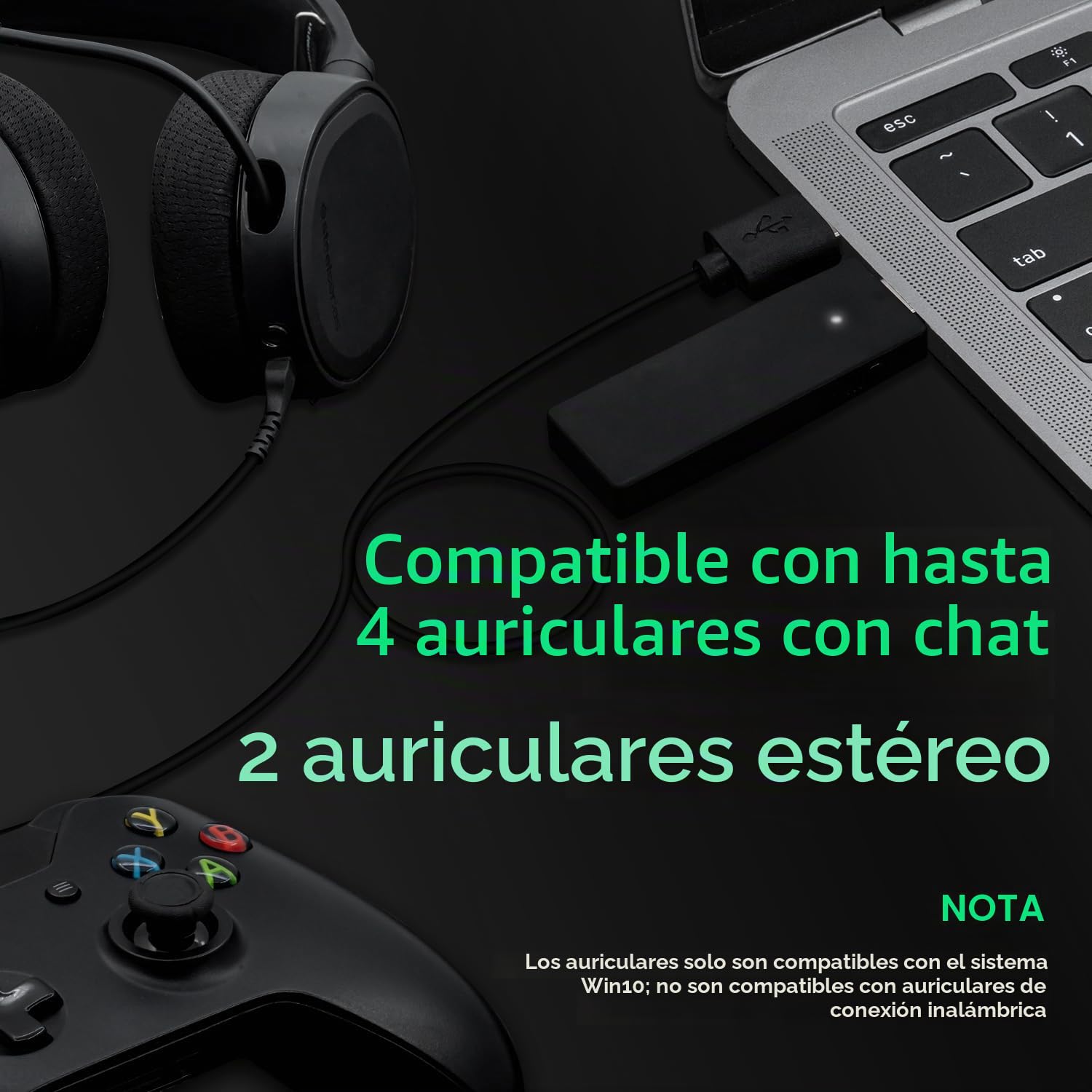 Mcbazel Adaptador Inalámbrico Xbox One para PC/Windows 7/8/8.1/10/11, Receptor USB Compatible con Mandos Xbox One/S/X/Elite/Elite 2/Series S/X