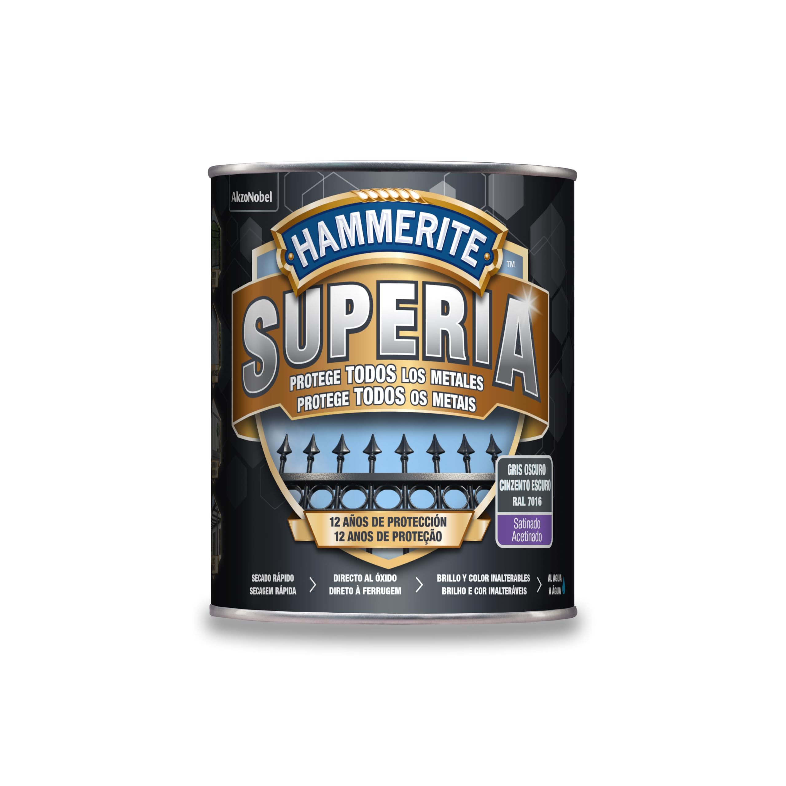 Hammerite Esmalte antioxidante al agua, Gris Oscuro, 750 ml
