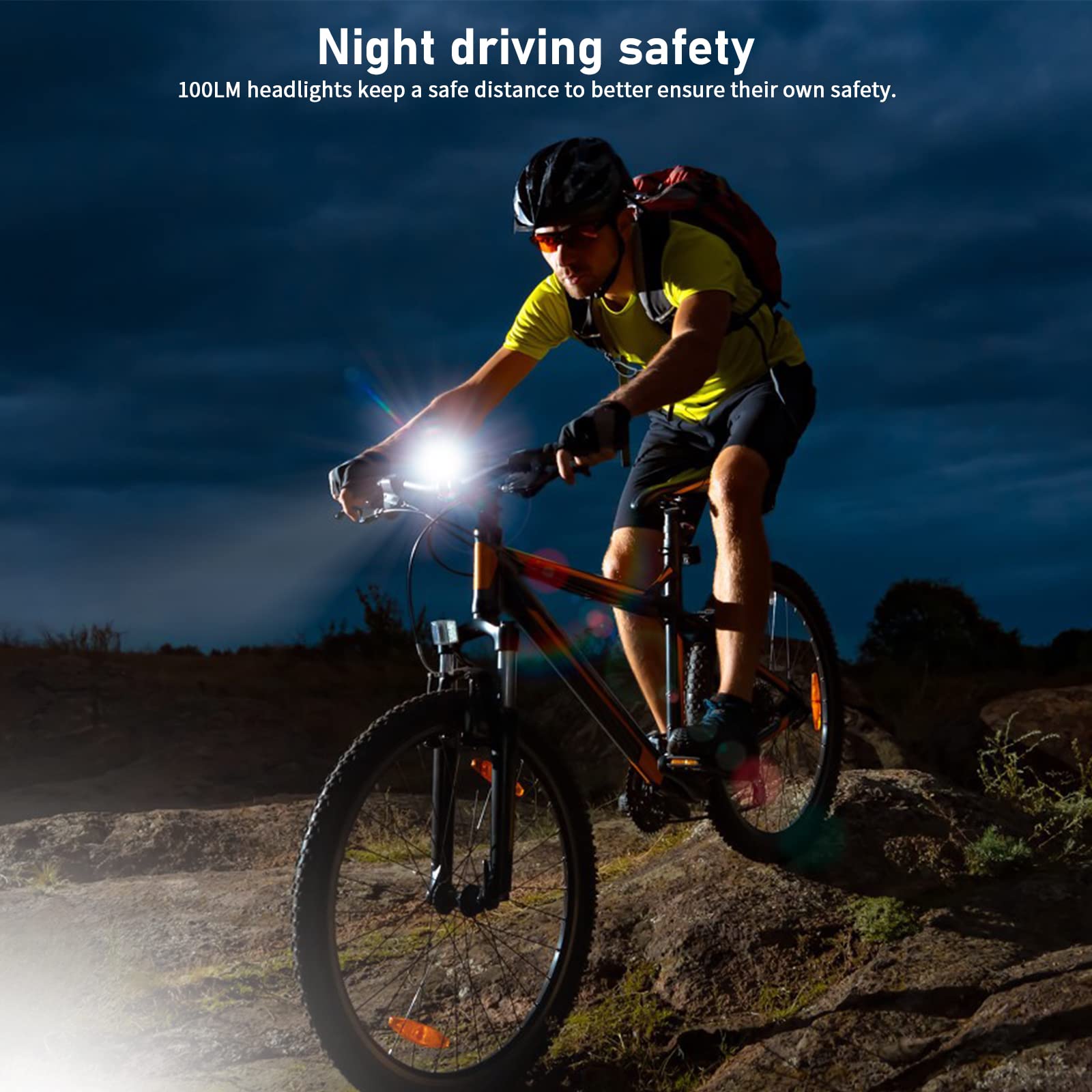 Luce Anteriore Bici da Corsa, Faro Ricaricabile USB, 5 Modalità di Illuminazione, IP66 Impermeabile/100LM Faro/2000 m di Distanza di Avvertimento