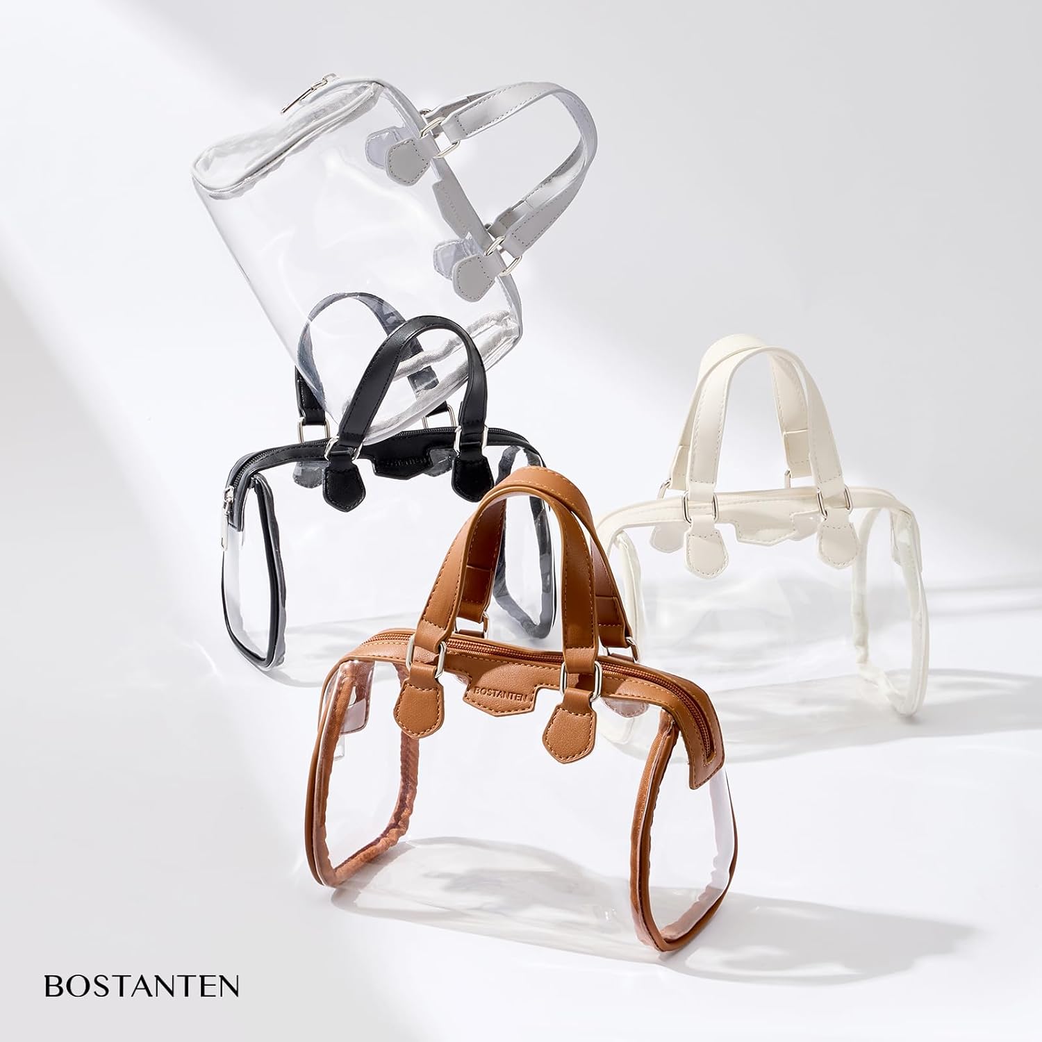 BOSTANTEN Clear Bag for Stadium Approved Top Handle Crossbody Purses Barrel Handbag for Events, Concerts, Travel, Daily Use - Image 6