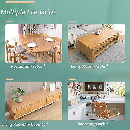 Miniatura 7 de KDLKCT6 Mantel de plástico transparente de 0.059in de grosor, protector de mesa transparente, tapete de escritorio, tapete rectangular de mesa,