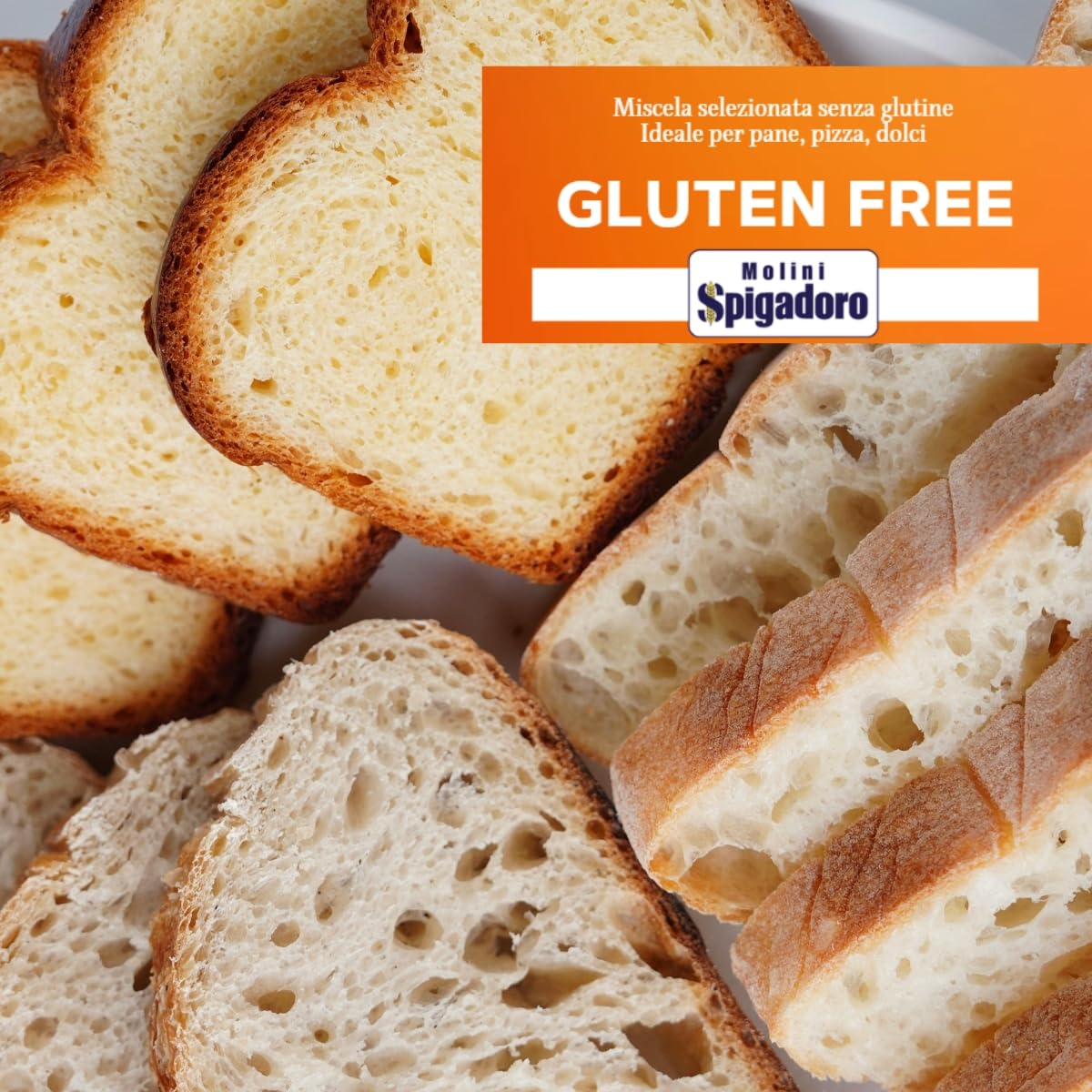 Molini Spigadoro Mix Gluten Free (6pezzi x 1kg) Ideale per la preparazione di impasti sia dolci che salati: per pane, pizza e pasticceria senza glutine
