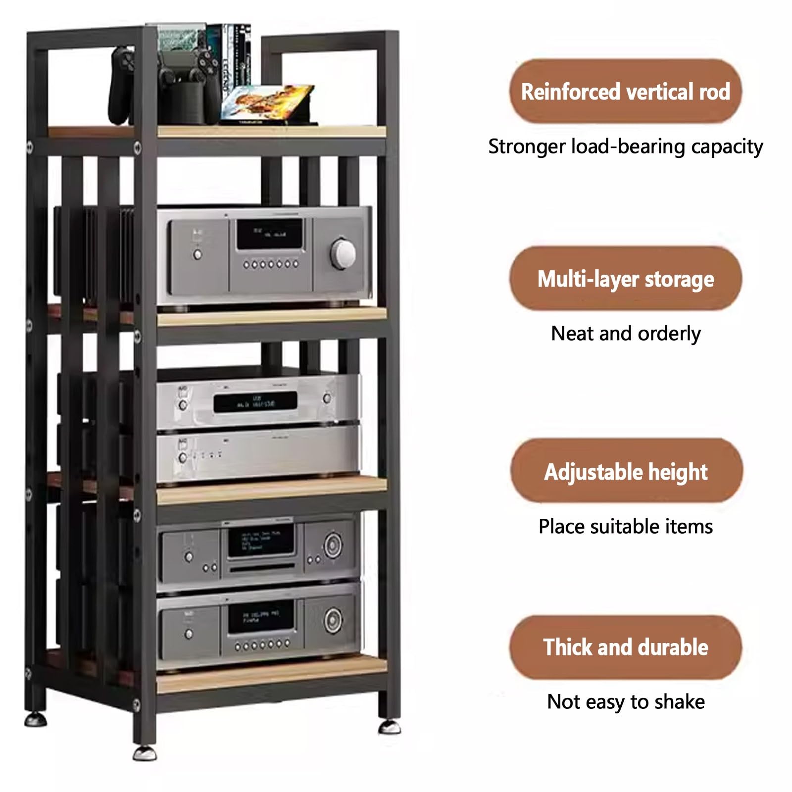 Supporto multi-strato per console multimediale per camera da letto, elegante giradischi e armadietto stereo per dischi in vinile e CD/DVD nizer per centro di intrattenimento.