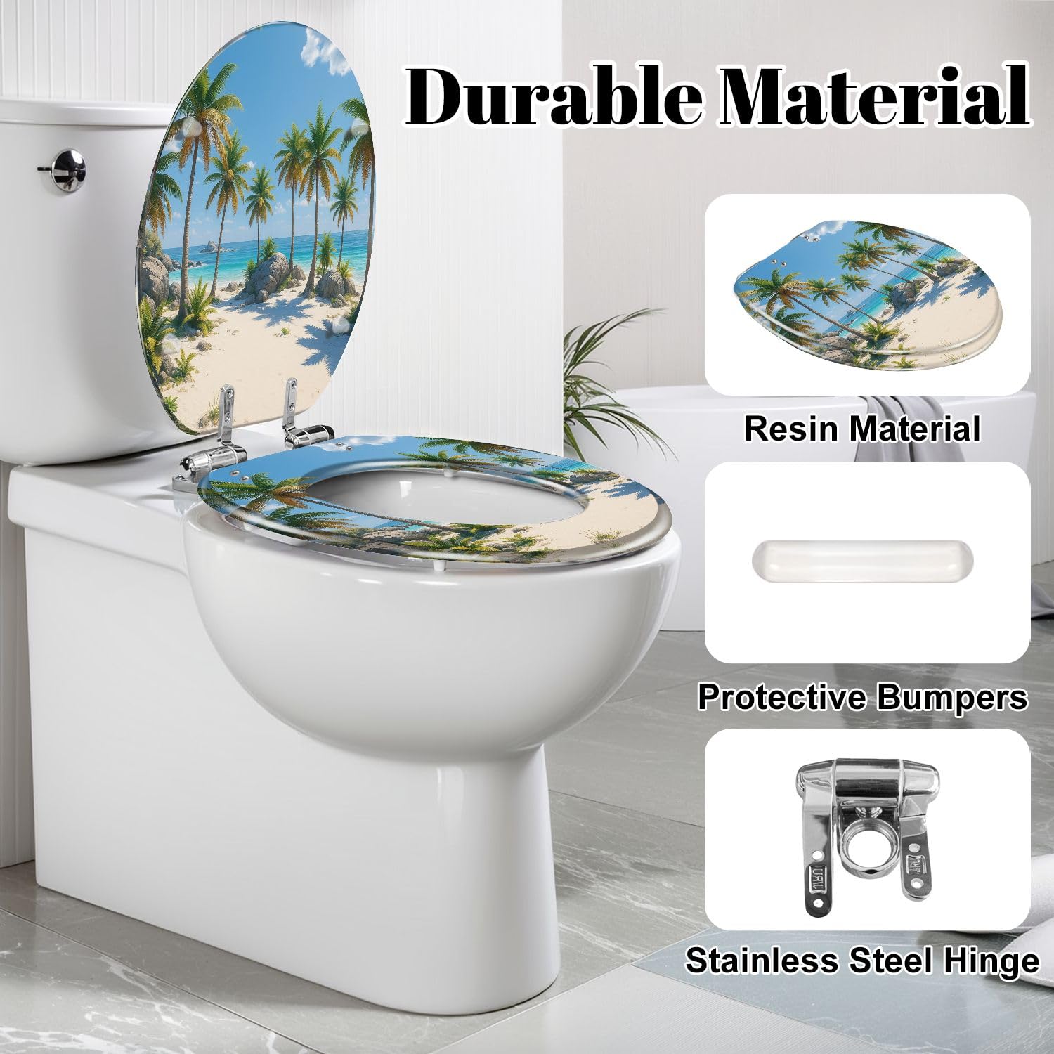 Asiento de inodoro con cierre suave, 18.5 x 14.5 pulgadas para baño