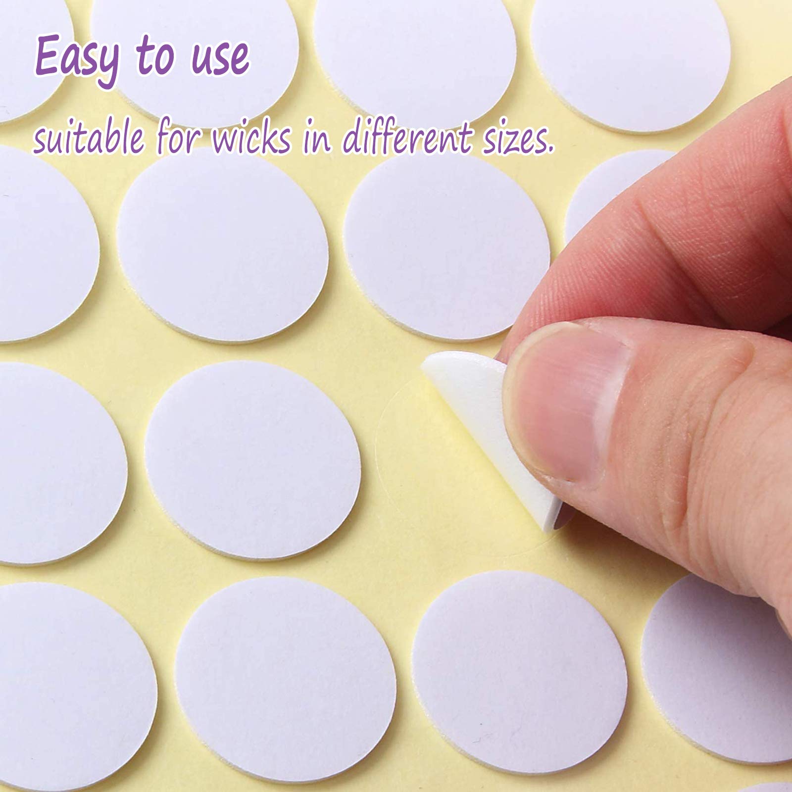 100 Adesivi Per Stoppini Per Candele Fai Da Te – Rotondi, Bifacciali, Resistenti Al Calore (2 Cm) – Perfetti Per Candele In Vaso Di Vetro E Contenitori - 4