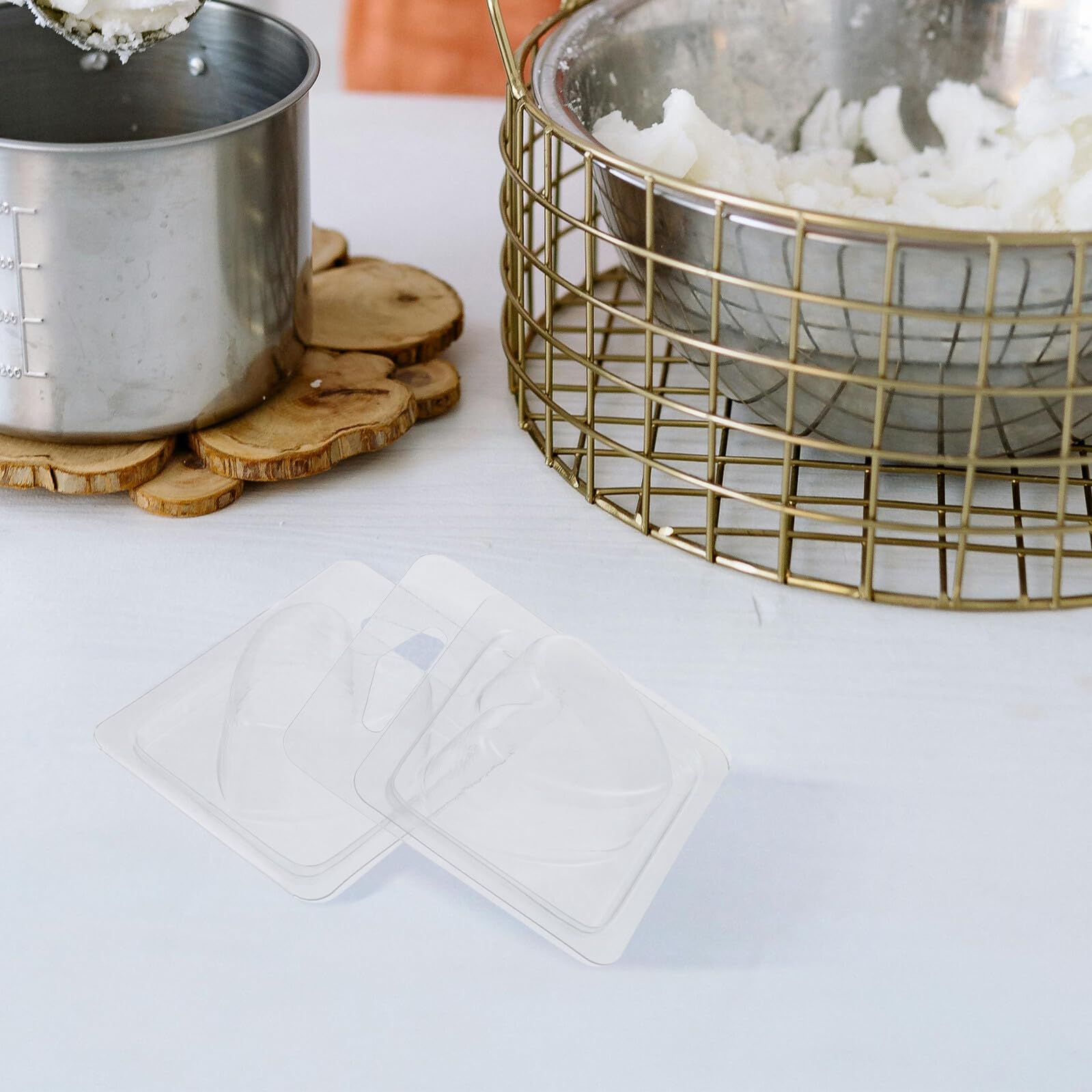 Cabilock Moldes de Cera Derretida Transparentes en Forma de Corazón y Concha, Recipientes Plásticos Reutilizables para Hacer Velas sin Mecha, Ideales para Manualidades y Aromaterapia