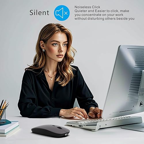 Miniatura 3 de HOTDREAM Ratón recargable inalámbrico Bluetooth para MacBook ProAiriPad AiriPad ProportátiltabletaiPhonePC, Bluetooth 5.23.0 y 2.4GHz Dual Mode