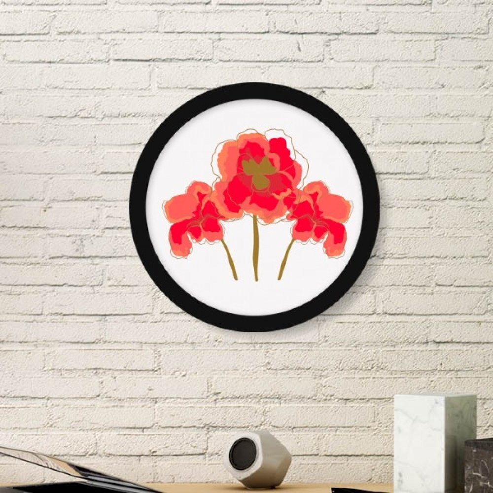 Peinture pavot et cadre photo bois rond noir pour embellir le mur du salon