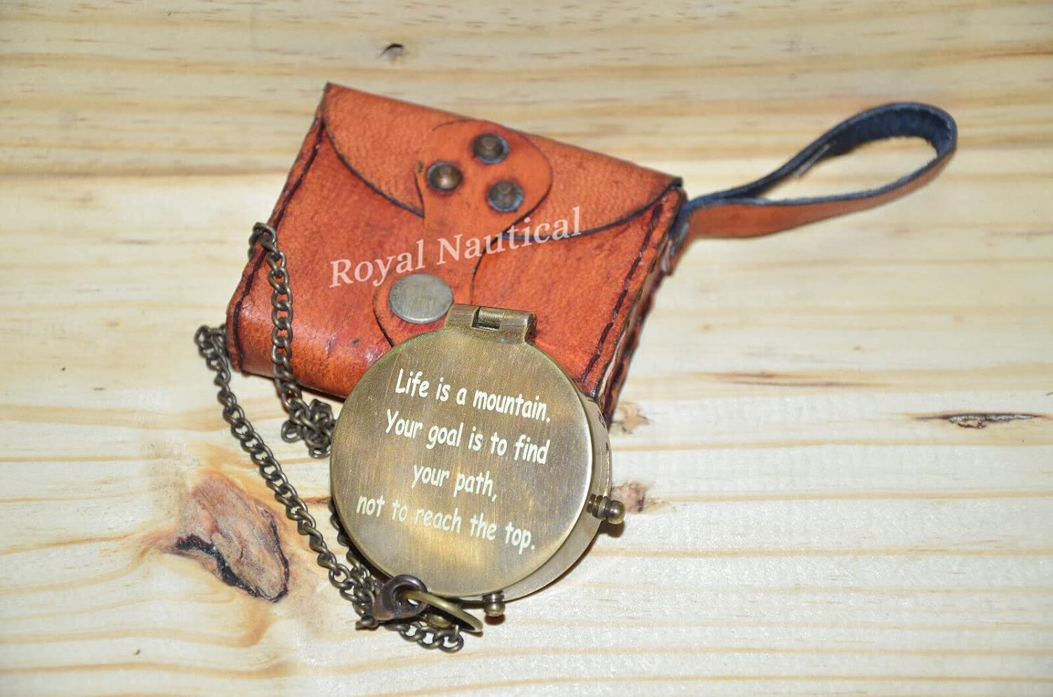 Directional Magnetic Pocket Engraved Compass 2 inch Quote ‘’Life is A Mountain Your Goal is to Find Your Path Not to Reach The Top ’’with Leather Case UTC-picture-34