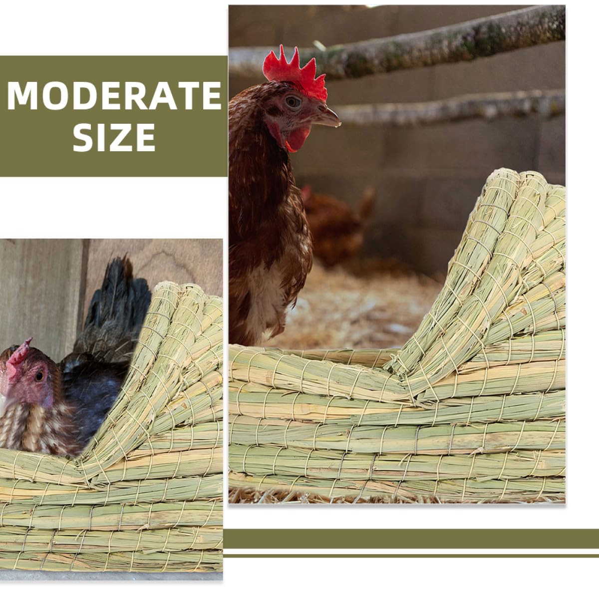 2 Pezzi Nido di Paglia Intrecciato per Pollaio Piccolo Nido per Galline e Animali Domestici per Deposizione Uova e Cuccia in Gabbia per Conigli e Roditori