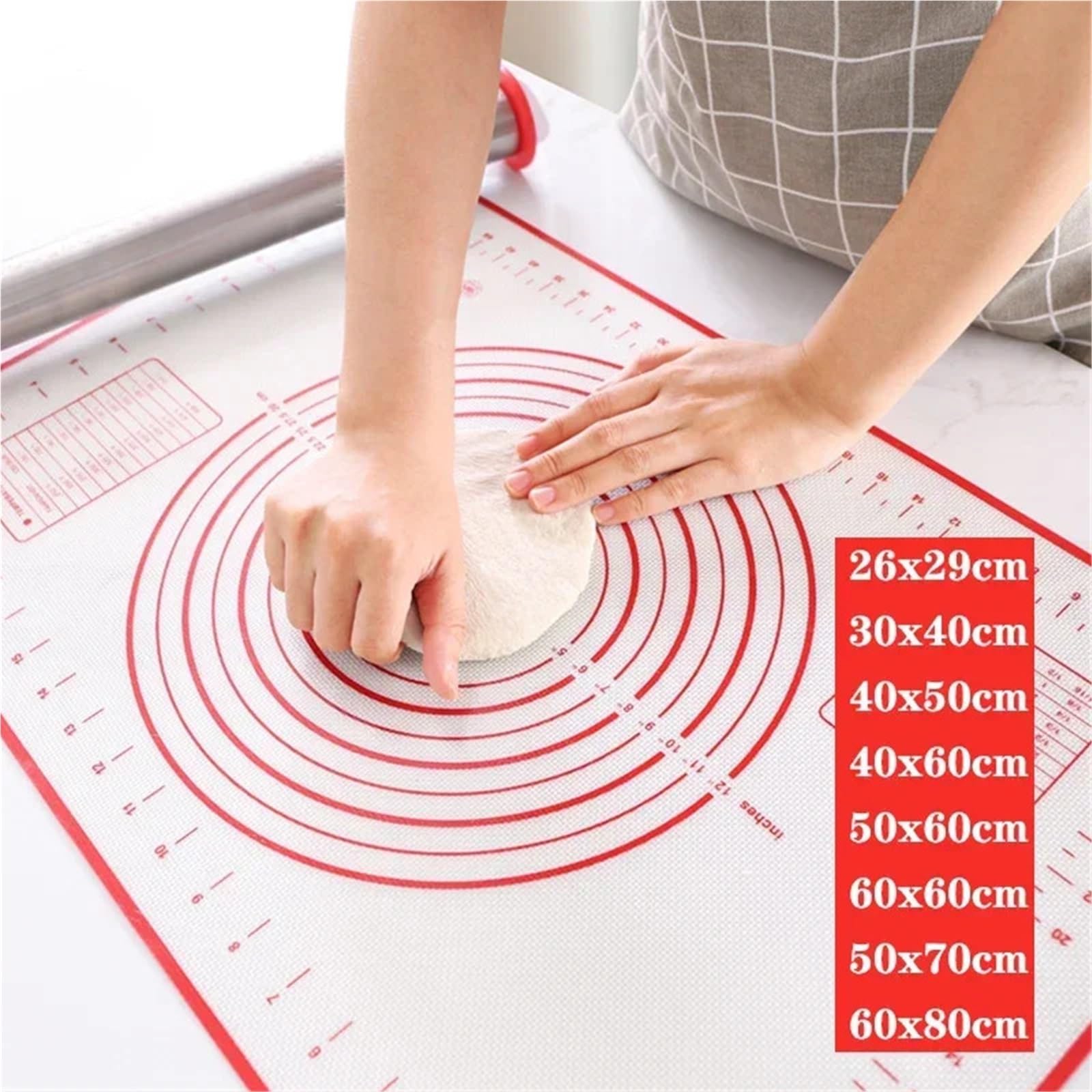 Silikon Backmatte Roll Kneten Pad Gebäck Werkzeuge Pizza Teig Antihaft-Silikon-Matte for die Küche für Fondant Pizza(Black,60x80cm)