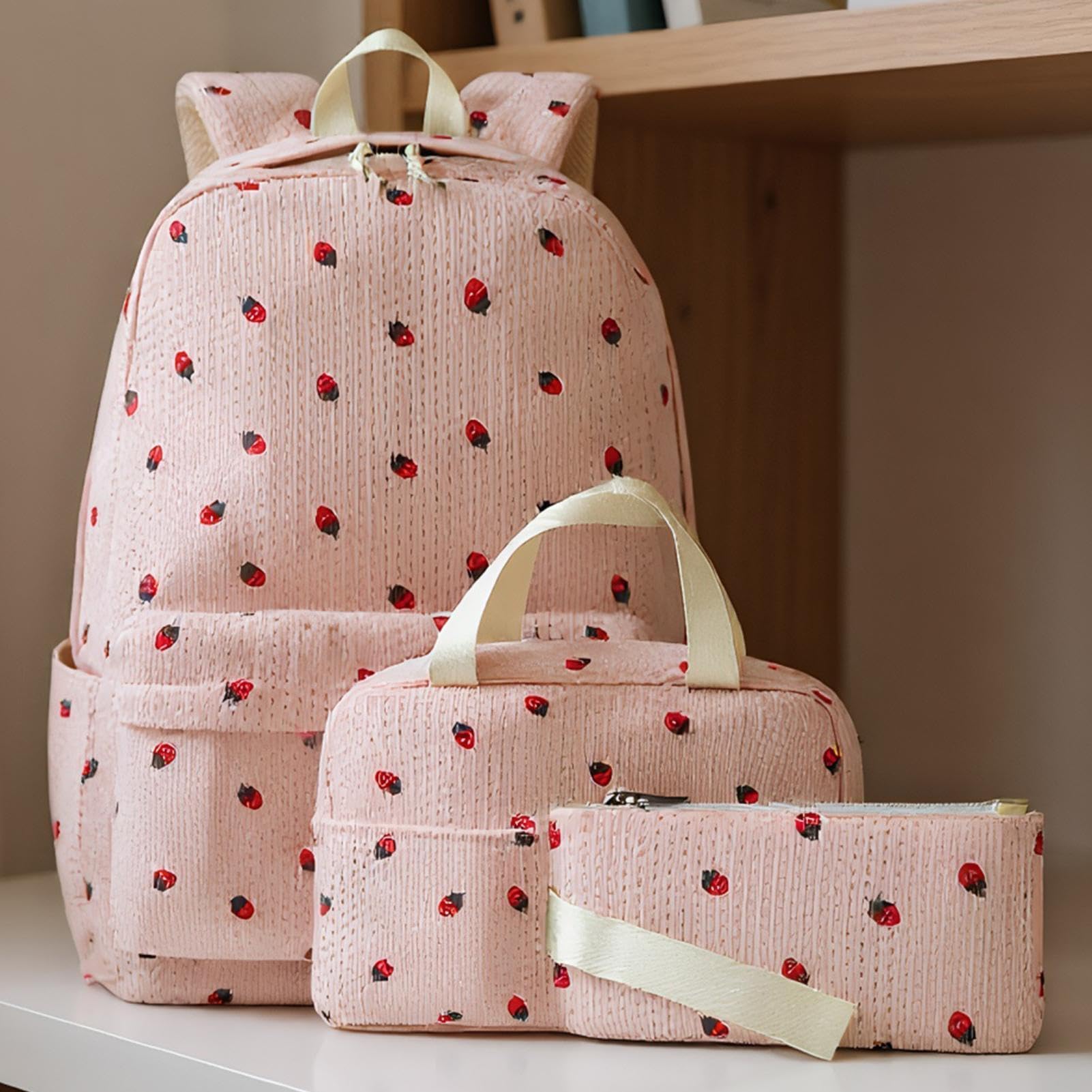 Generico Zaino per Ragazze Zaino con Portapranzo e Astuccio