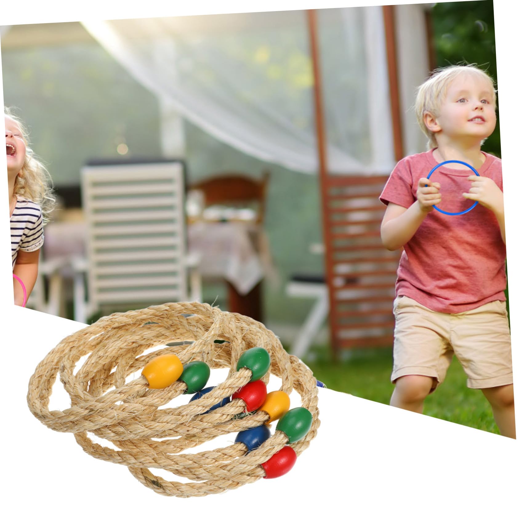 ifundom Jeu de Lancer d'Anneaux en Bois et Corde 10 Pièces - Coordination Main-Œil