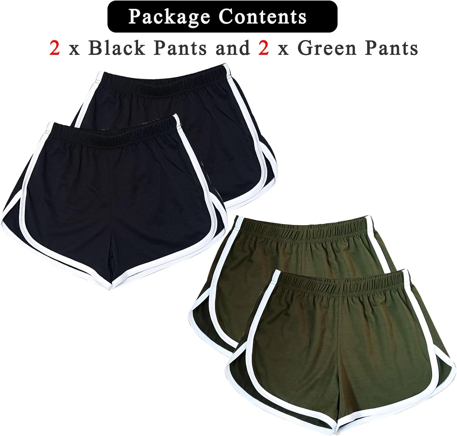 Cameway 4 Pack Women's Cotton Yoga Dance Short Pants Summer Athletic Cycling Hiking Sports Shorts - Image 4