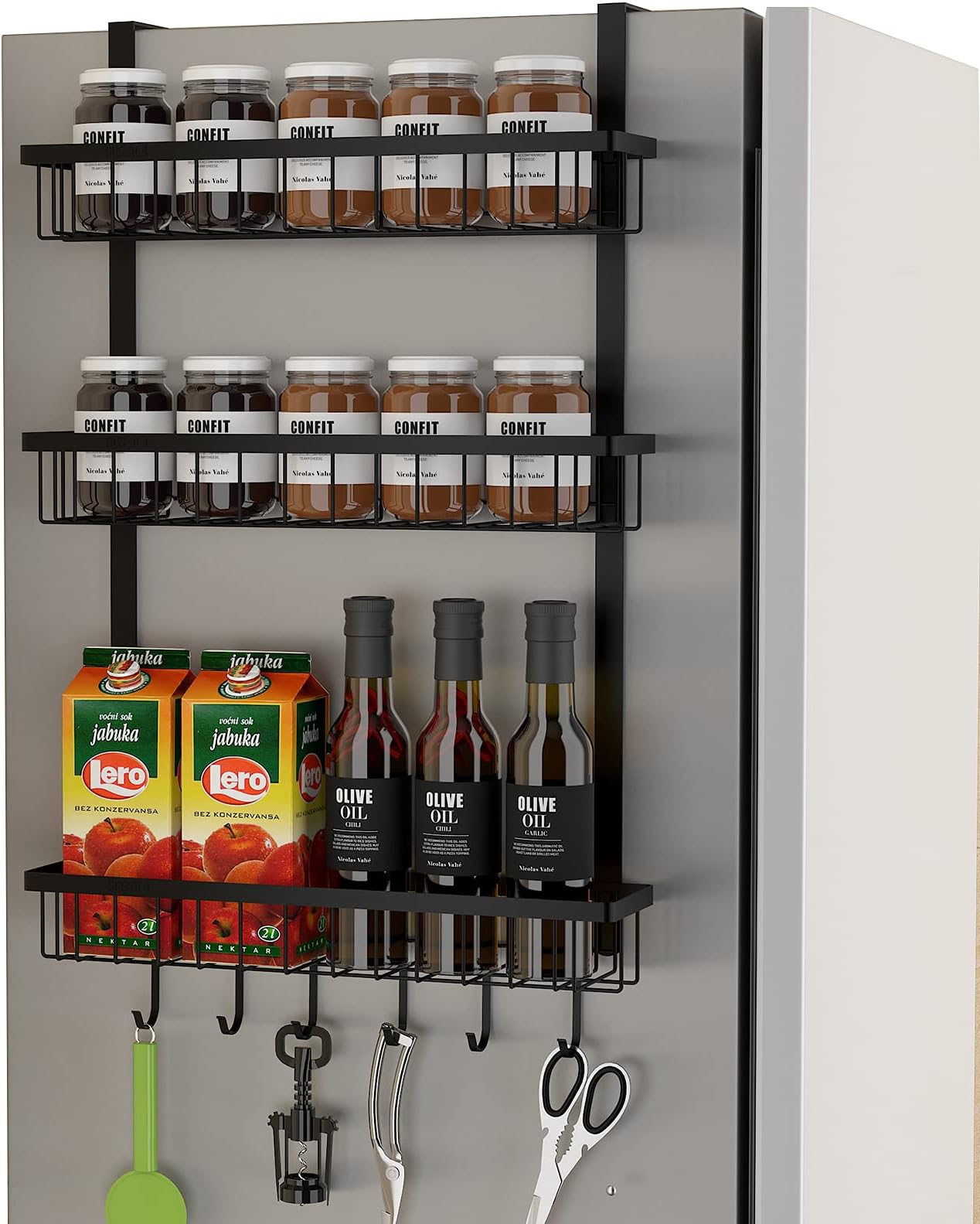 Relaxdays Gewürzregal Bambus 3-etagig - Verstellbarer Küchenorganizer 50x41,5x18cm