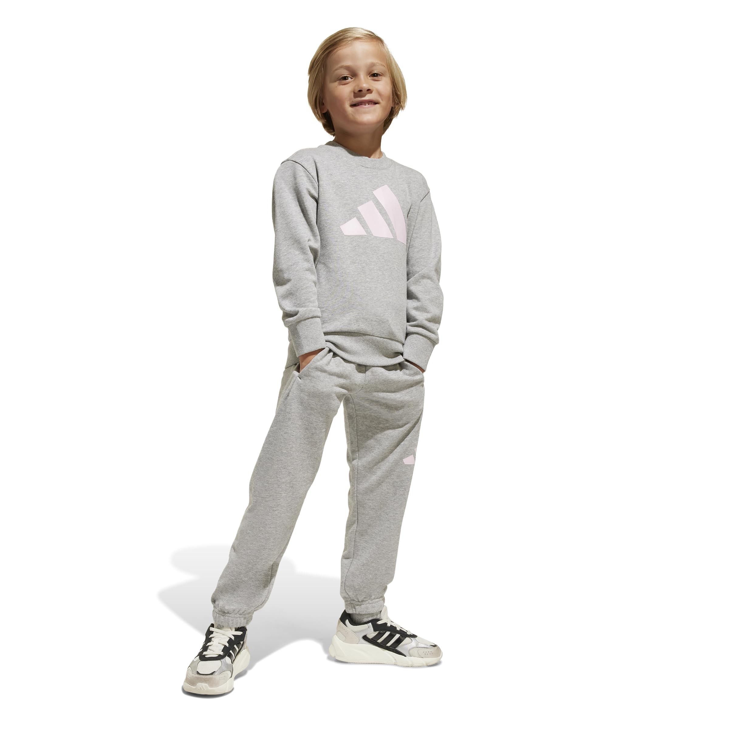 adidas Mixte Enfant Essentials Jogger, Medium Grey Heather/Clear Pink, 7-8 Years