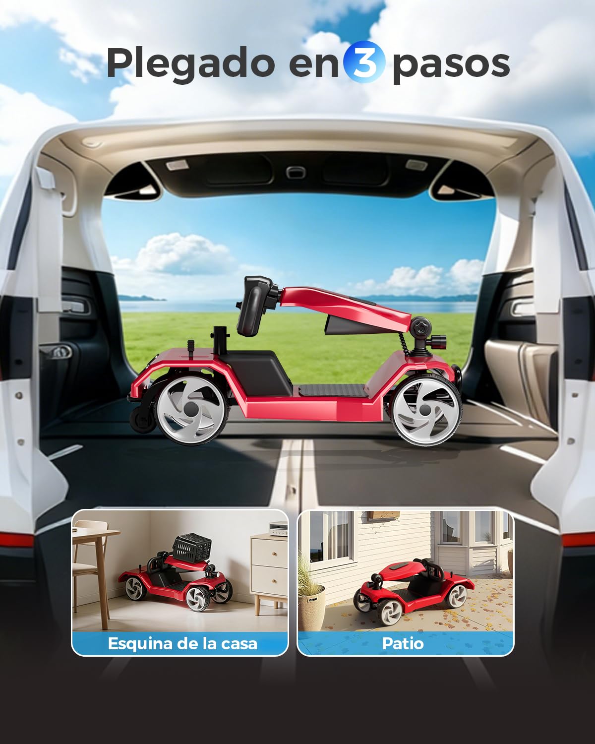Scooter Eléctrico 4 Ruedas para Adultos Mayores y Discapacitados, Scooter Movilidad Reducida de Autonomía 25KM, Asiento Ergonómico, Cesta Delantera y Luz LED (Mobility Scooters)