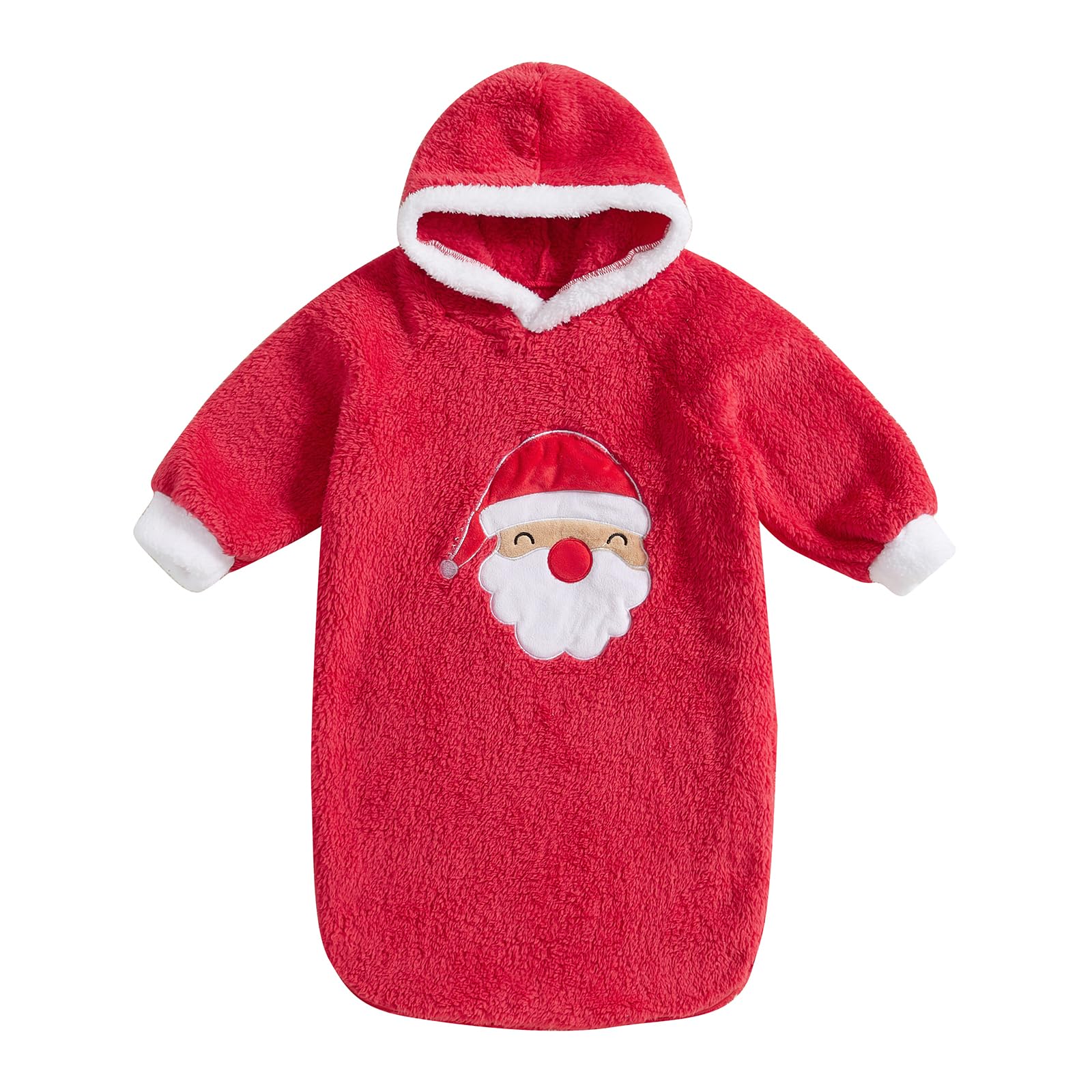 BABWWNIX Infant Baby Girl Boy Halloween Outfits Long Sleeve Plush Hoodie Romper Jumpsuit Cute Hoodie Ghost Bodysuit Costumes (B-Red, 0-3 Months)