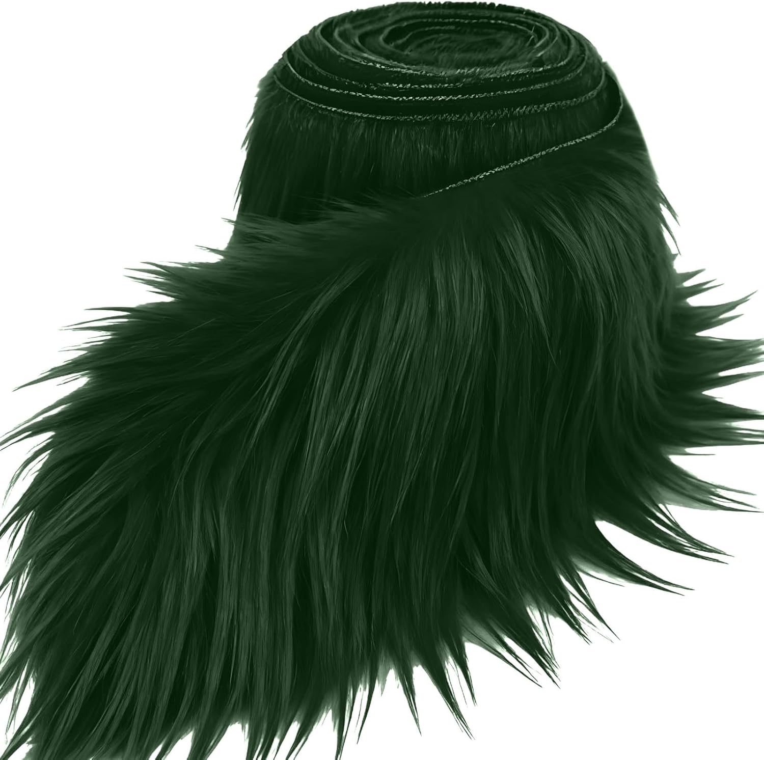 Dark Green 8x60Inch Faux Fur Shaggy Plush Faux Fur, Fabric Precut Strips Fluffy Fuzzy Faux Fur, Craft Beard Hair, Beard Miniature Dolls Rugs Mats Gift, Winter Halloween Christmas Costume Party Decor