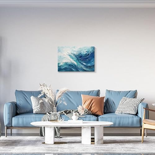 Miniatura 535 de Lienzo artístico para pared, pinturas de arte abstracto, fantasía azul, grafiti colorido sobre fondo blanco; decoración artística moderna para sala