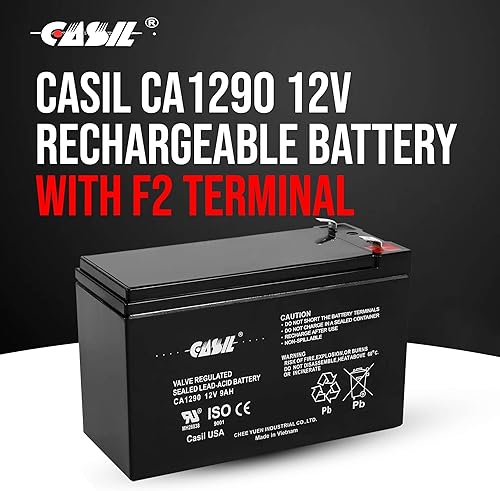 Miniatura 2 de Casil 12 V 9ah recargable sellado plomo ácido SLA AGM batería F2 paquete 2 reemplazo para maquinilla de afeitar e200 e200s e225 e300