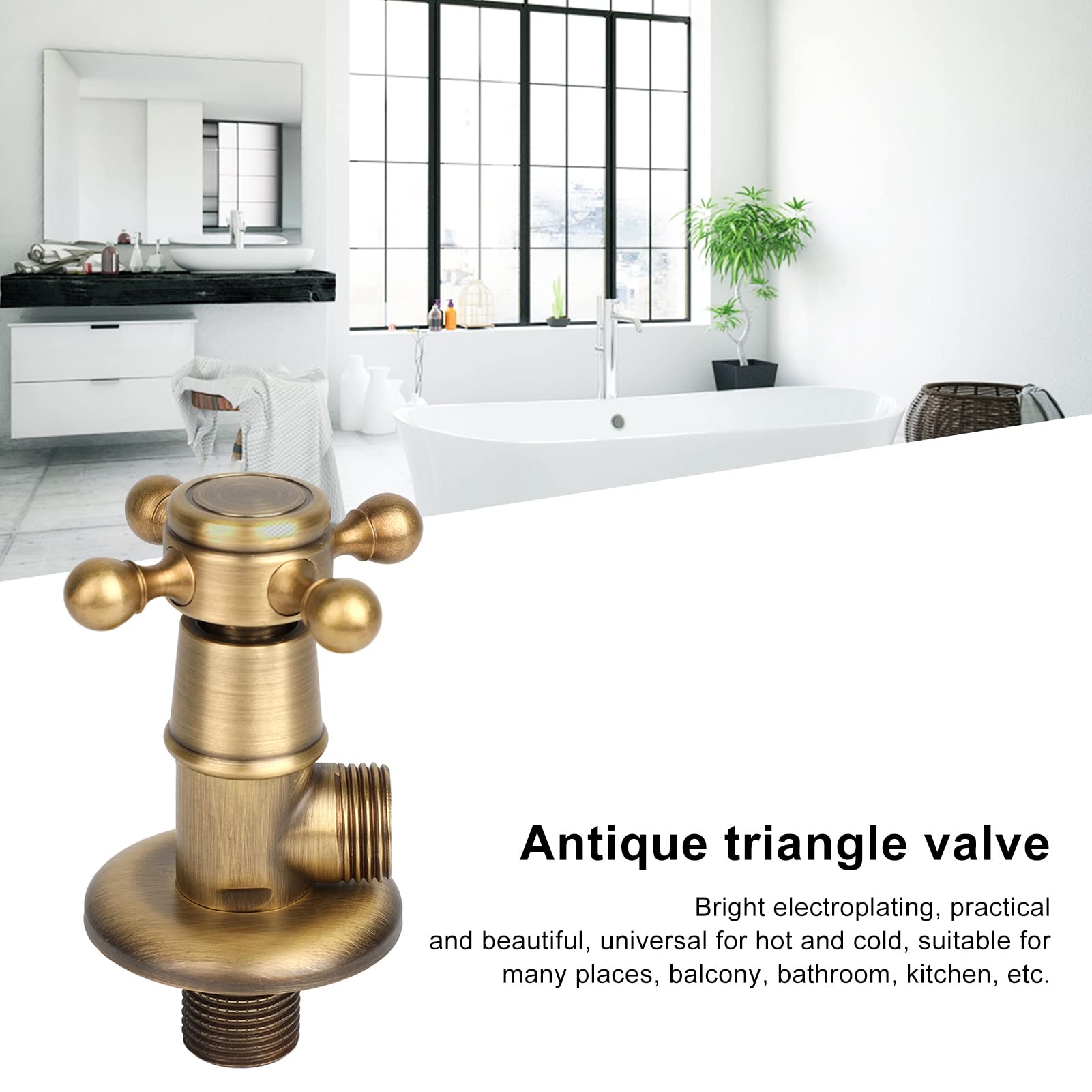 Vanne D'angle de Salle de Bain, Vanne Triangulaire en Laiton, Vanne Triangulaire de Quincaillerie Européenne, Vanne D'angle Antique pour Plusieurs Balcons, Salles de Bains,