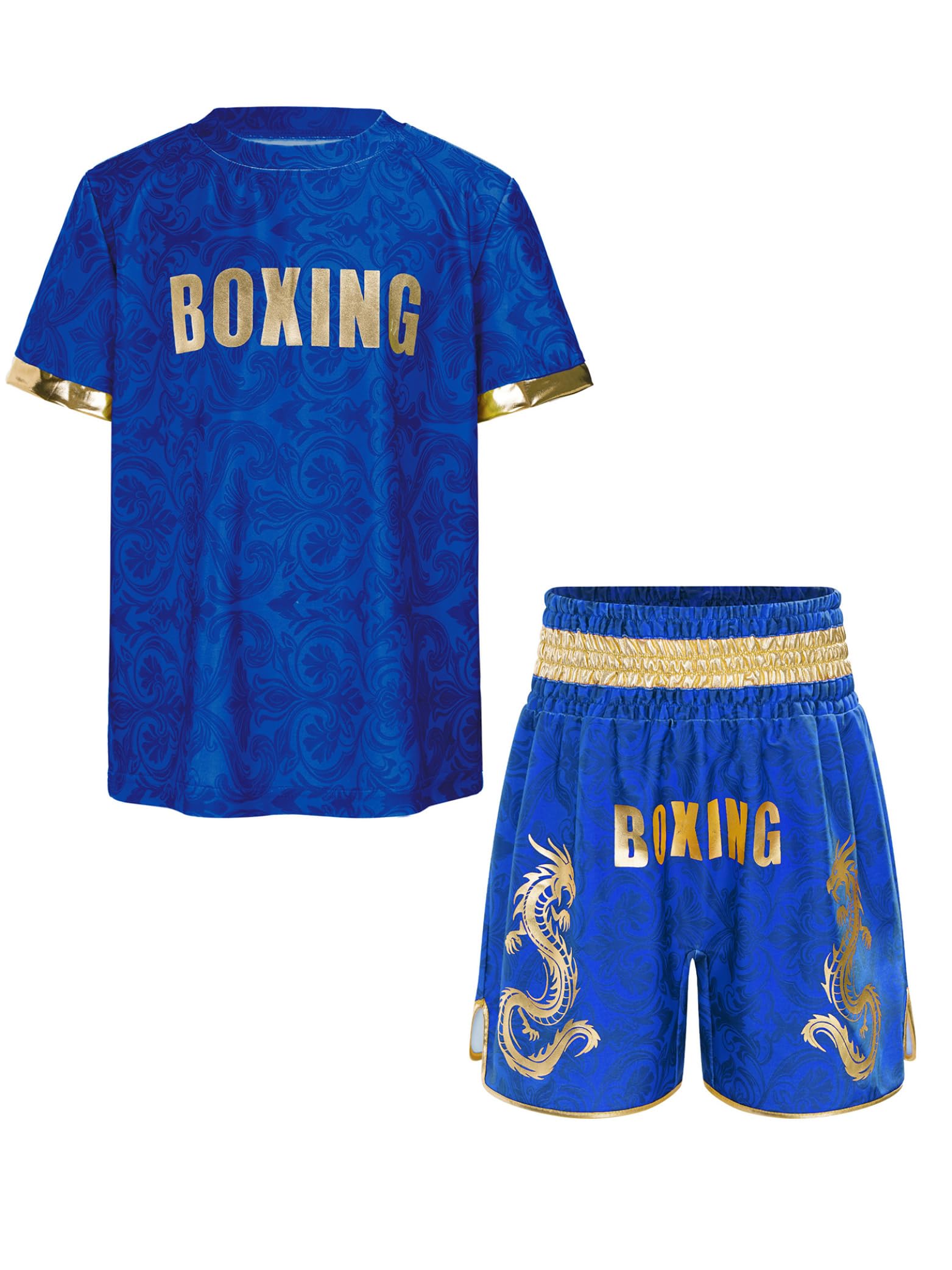 Bambina Maglietta Boxe Bambino Uniforme Costume Pugile T Shirt Blu 11-12 anni