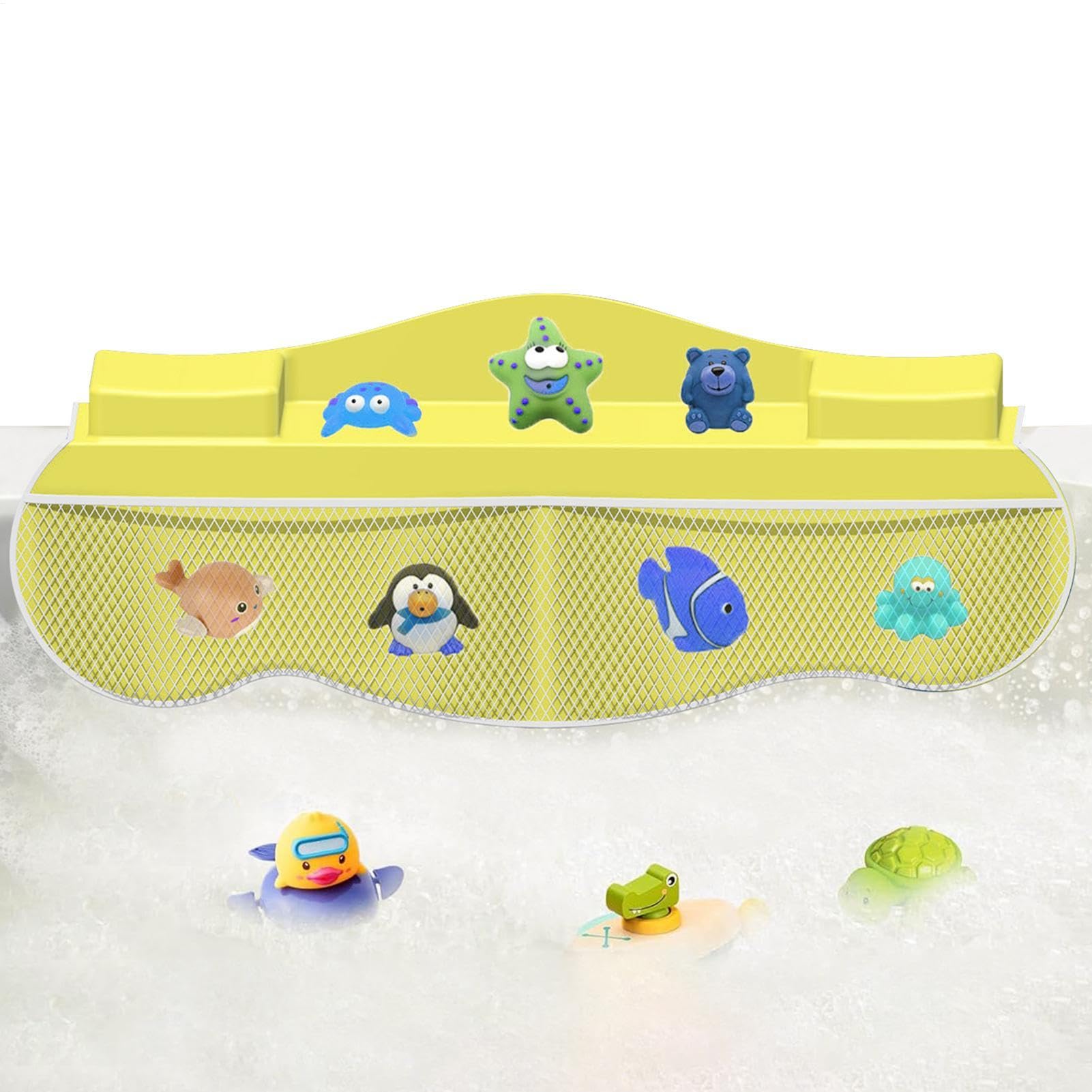 Protection éclaboussures baignoire enfants avec 4 poches en maille
