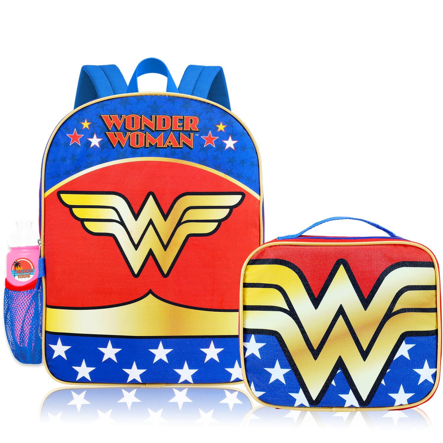 Amazon.com: Wonder Woman Backpack with Lunchbox Set for Girls