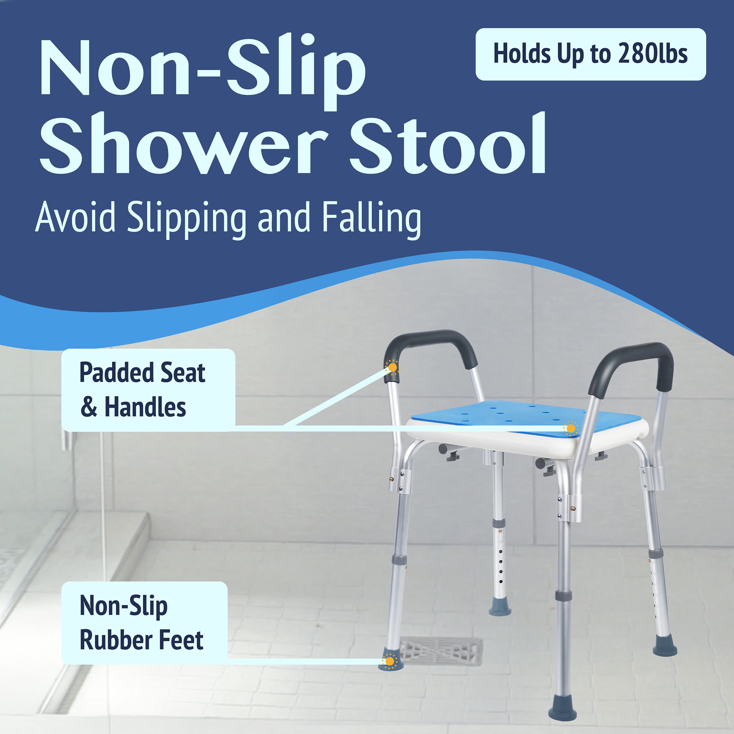 Buy Medokare Shower Chair with Padded Seat Shower Bench for Seniors with Tote Bag and Handles