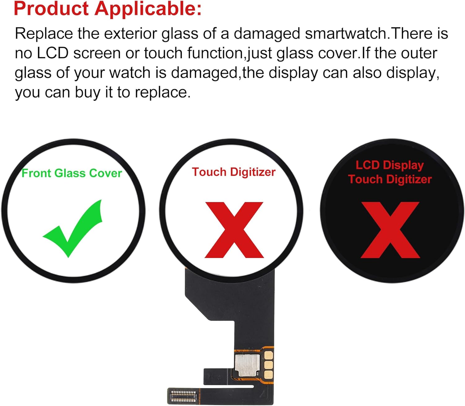 Front Glass Outer Screen Lens Replacement Compatible with Samsung Galaxy Watch 6 40mm R930 with Tools(No Display and Touch digitizer)