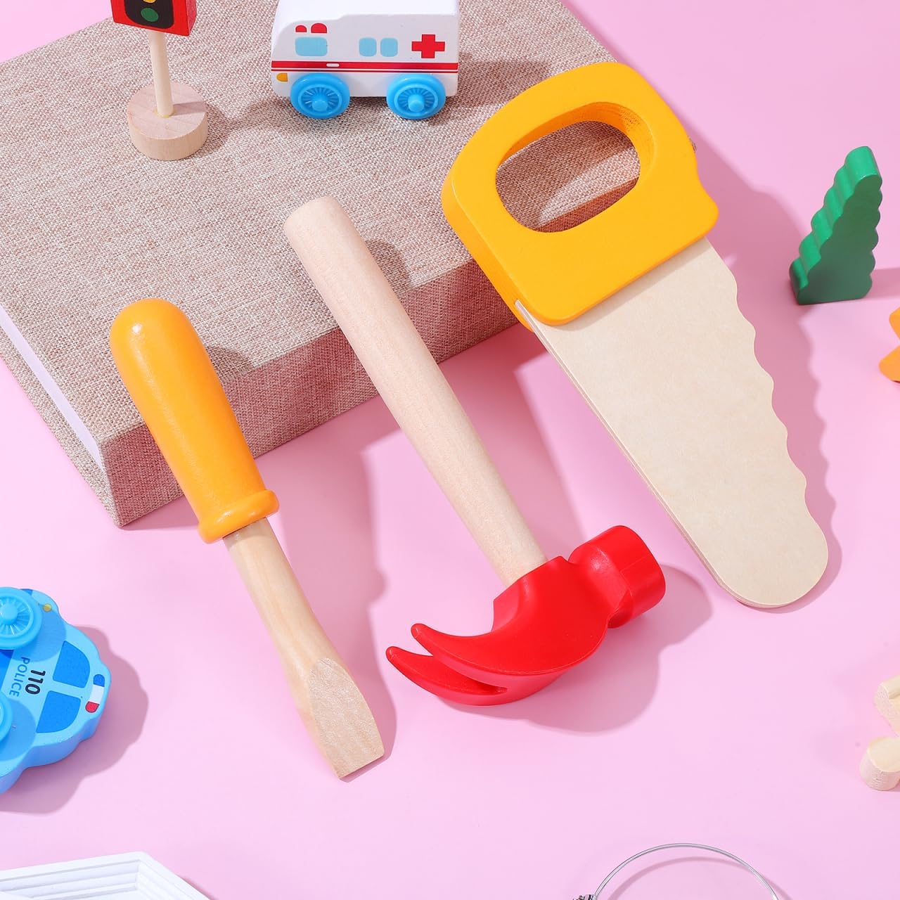 jojofuny 1 Set Wooden Hammer Toy, Simulation Pretend Play Tool, Toy Hammer for Kids, Wooden Toddler Tool for School Educational Play Games, Birthday Party Supplies